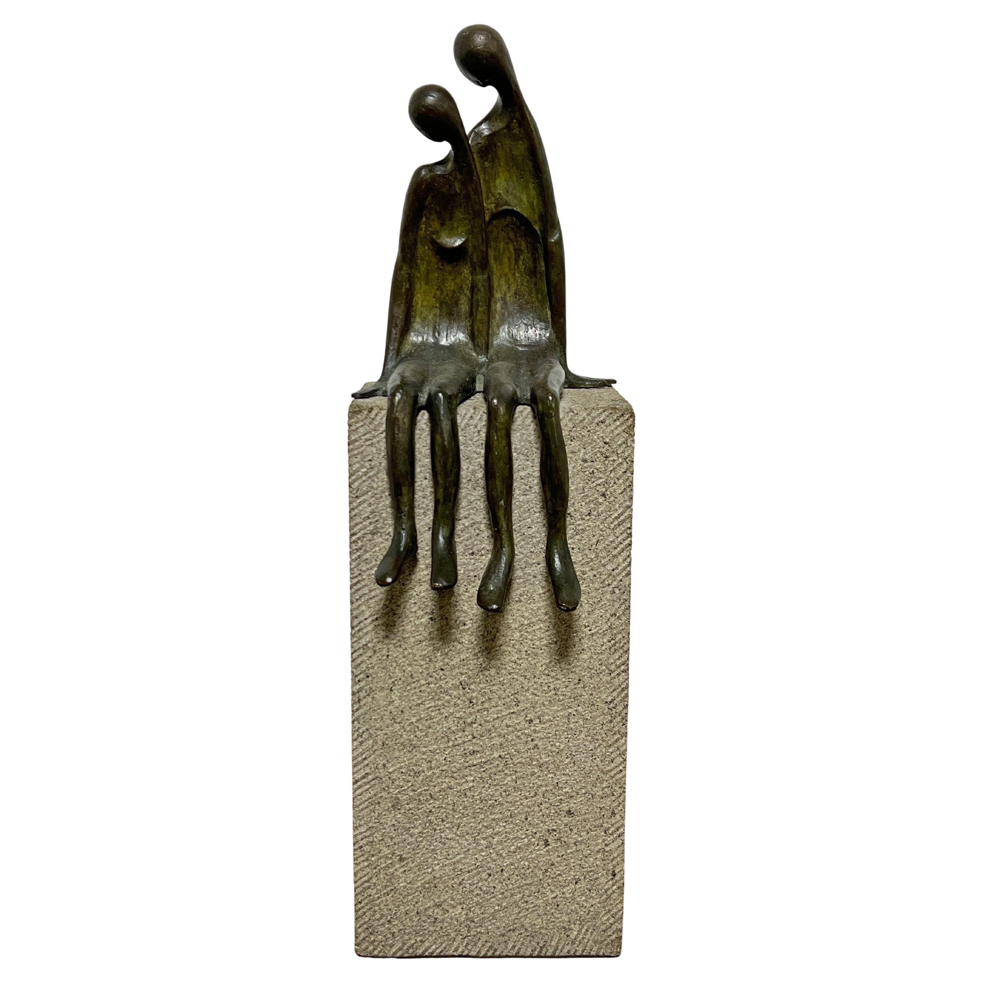 Ramiz Barquet Modernist Bronze Figural Sculpture Ca. 1980s