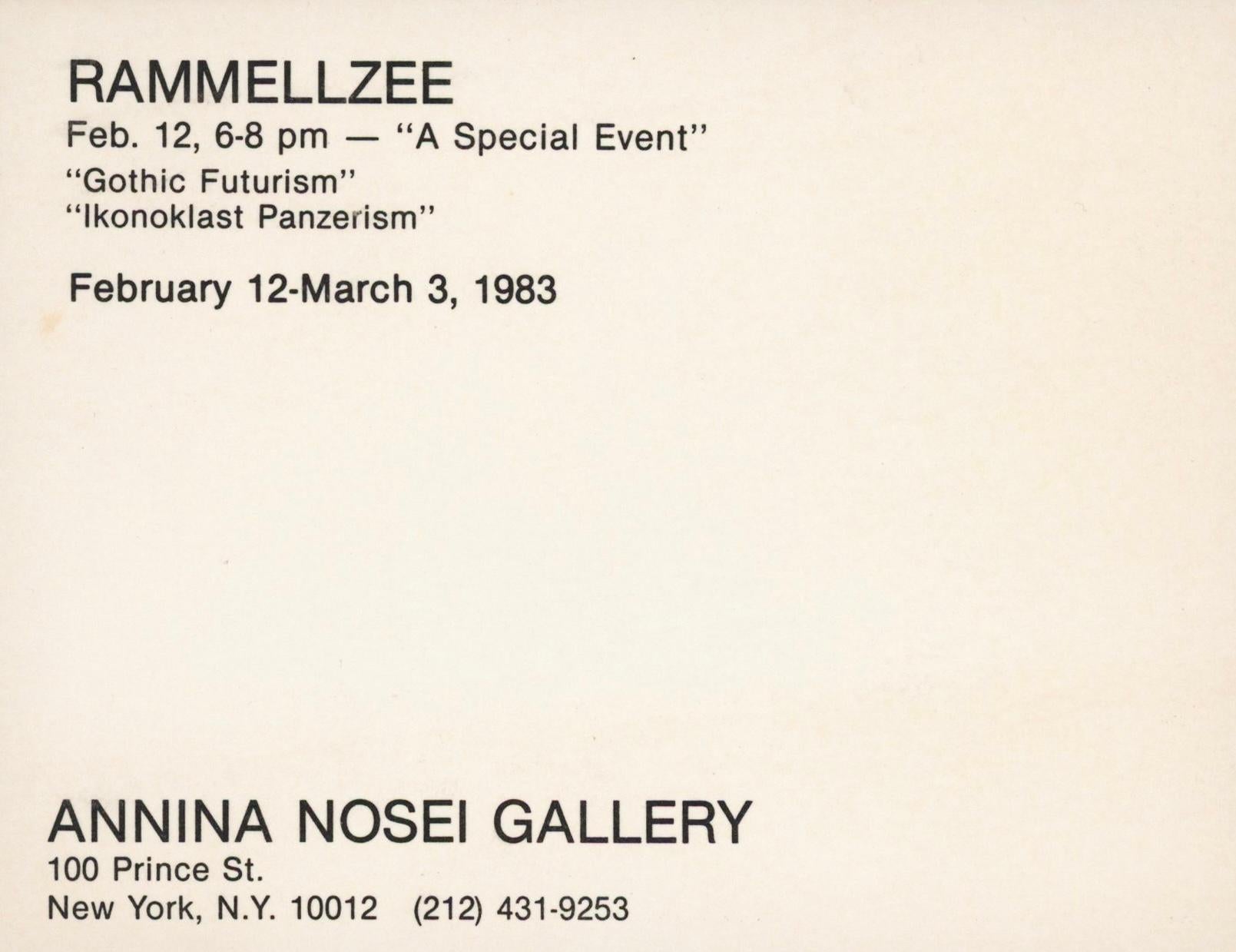 Rammellzee Galería Annina Nosei 1983 (Anuncio de Rammellzee Futurismo Gótico) en venta 2