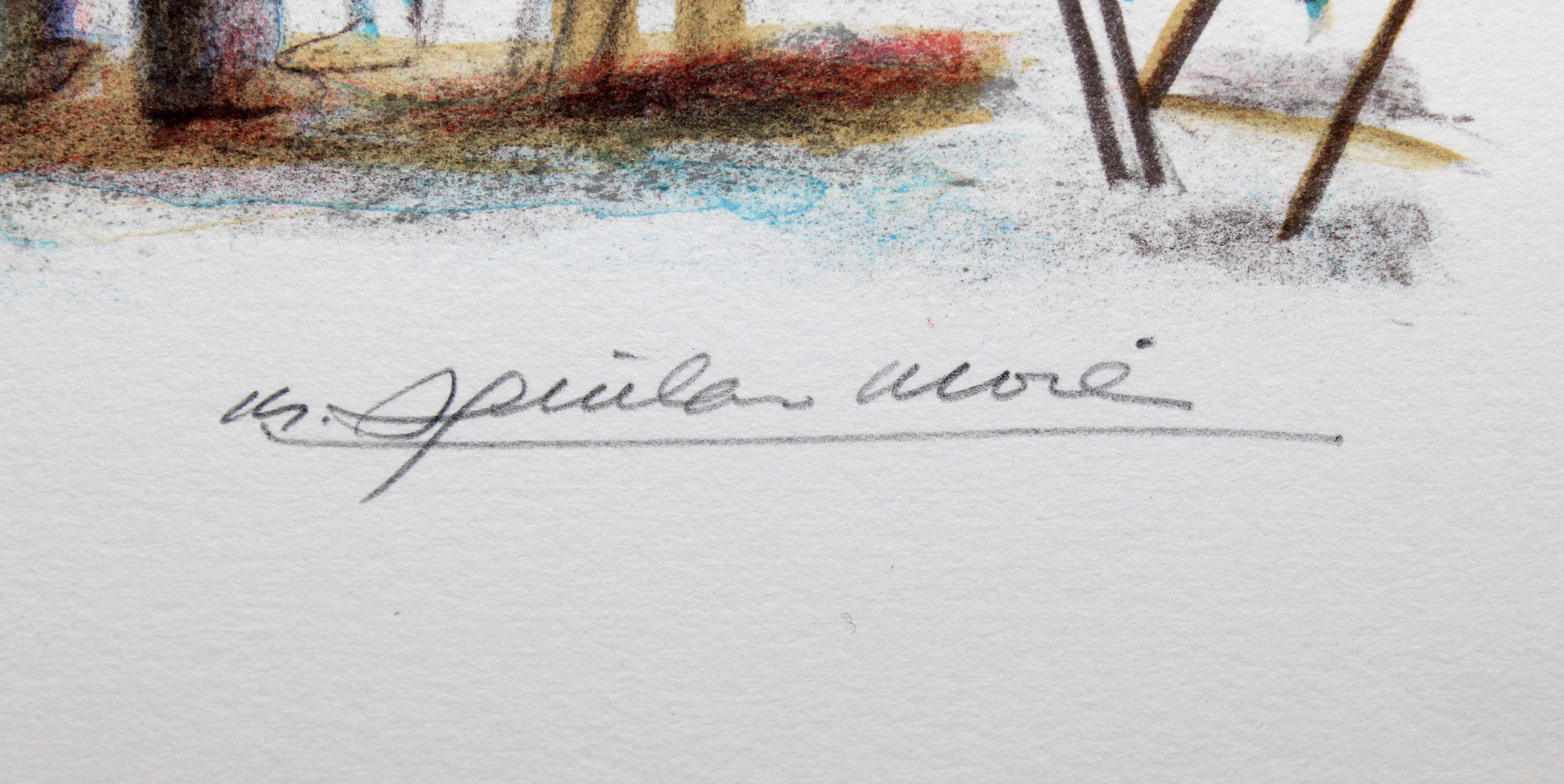 Litografia sobre papel - Día soleado en la playa - Tiraje: 1/250 - Print Impresionista de Ramón Aguilar Moré