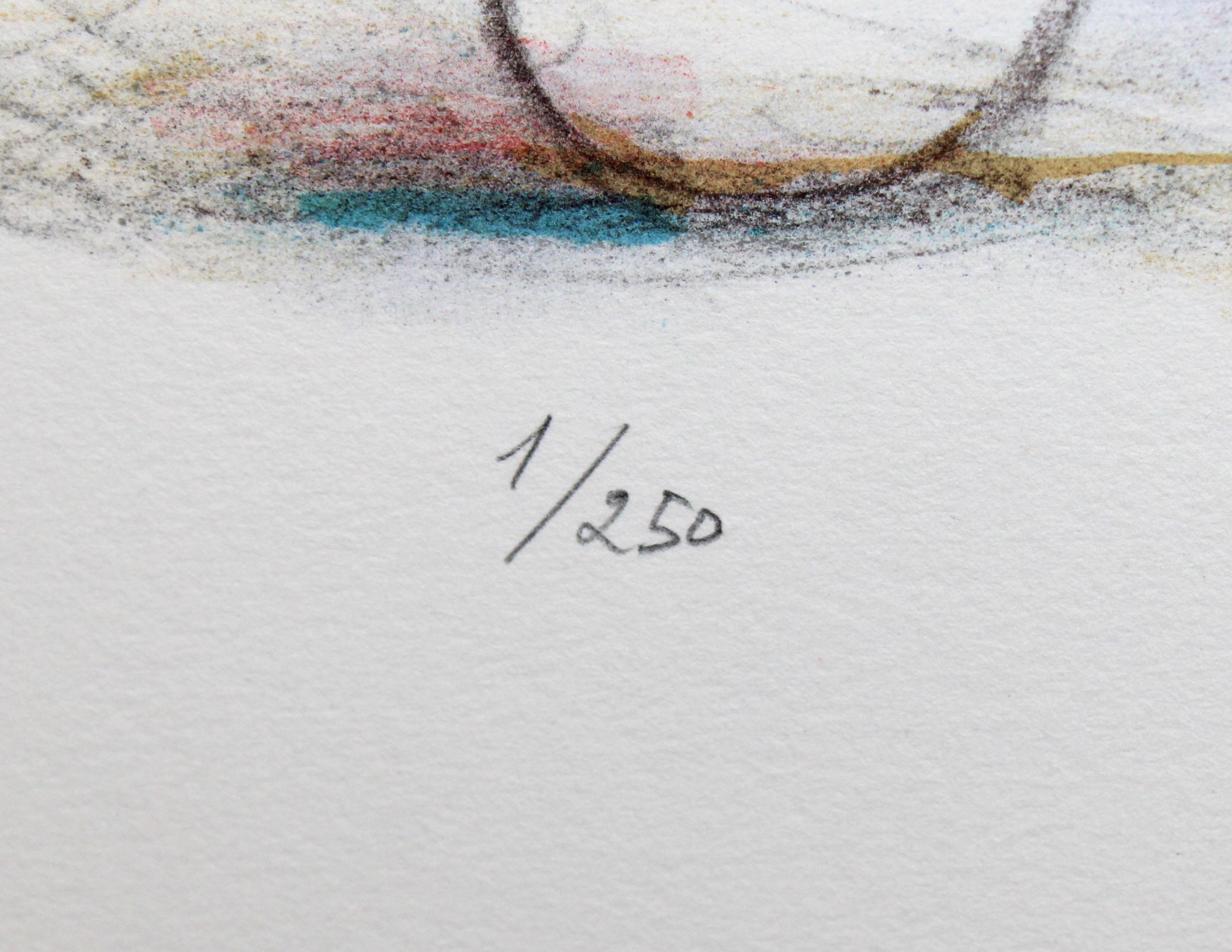 Litografia sobre papel - Día soleado en la playa - Tiraje: 1/250 - Landscape Print Beige de Ramón Aguilar Moré