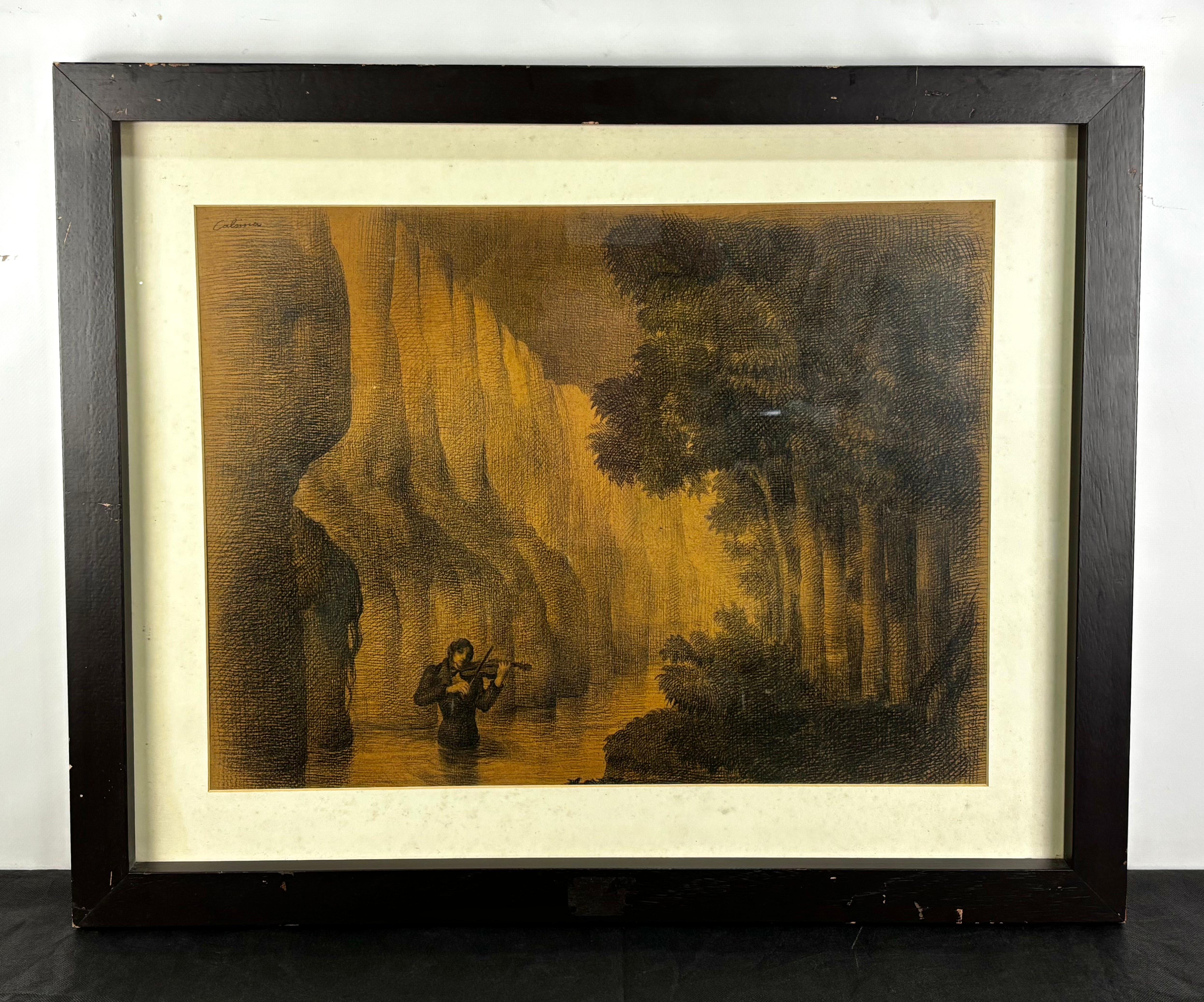 Violinista - Ramón Calsina - Dibujo a carbón sobre papel - Painting by Ramón Calsina Baró