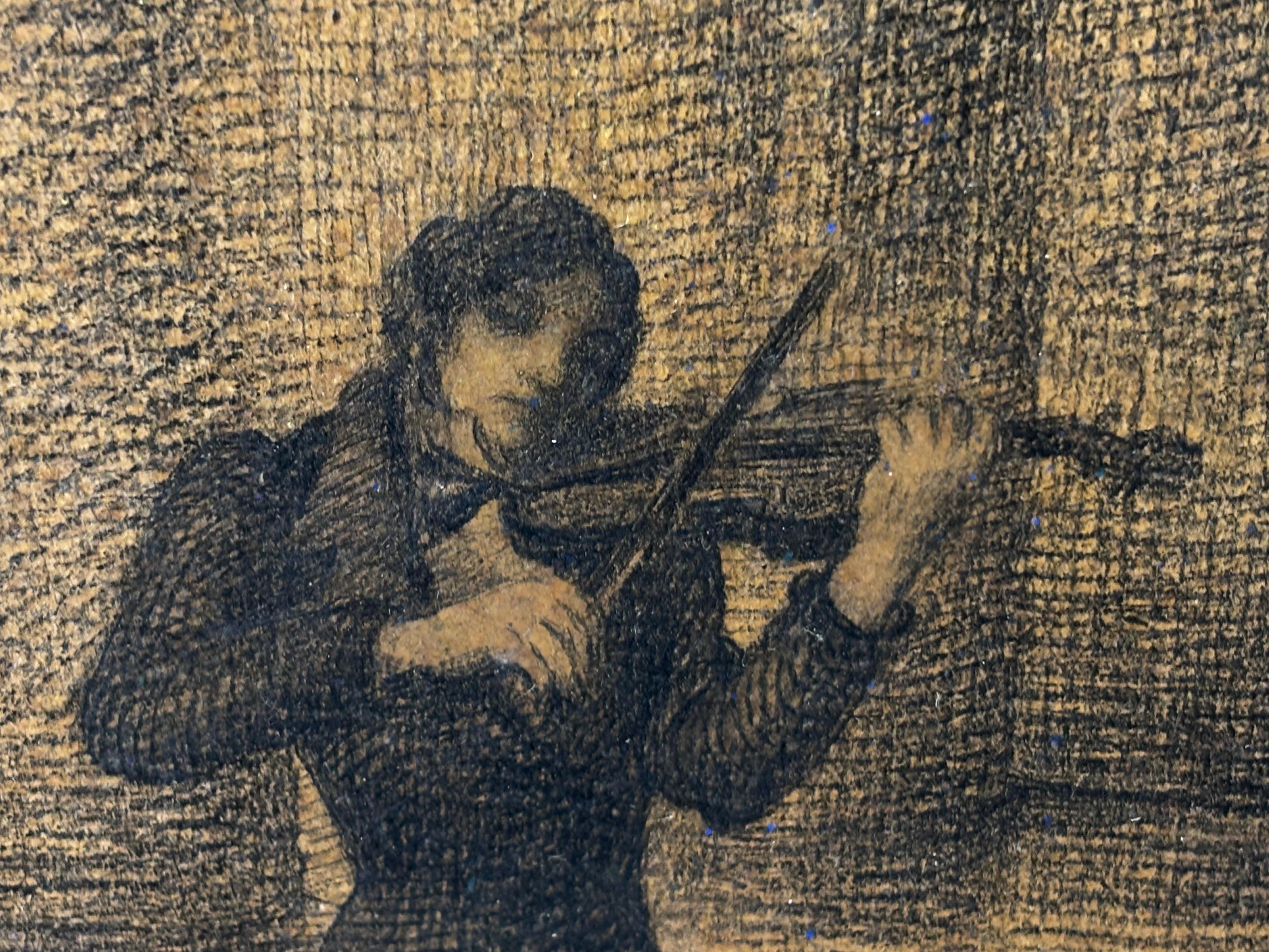 RAMÓN CALSINA BARÓ (Barcelona, 1901 – 1992).
“Violinista”.
Dibujo al carbón sobre papel.
Firmado en el margen inferior.
Medidas: 46 x 61 cm; 66 x 82 cm (marco).

Tras iniciar su formaci�ón en la Academia Baixas de Barcelona, Calsina ingresa en 1920