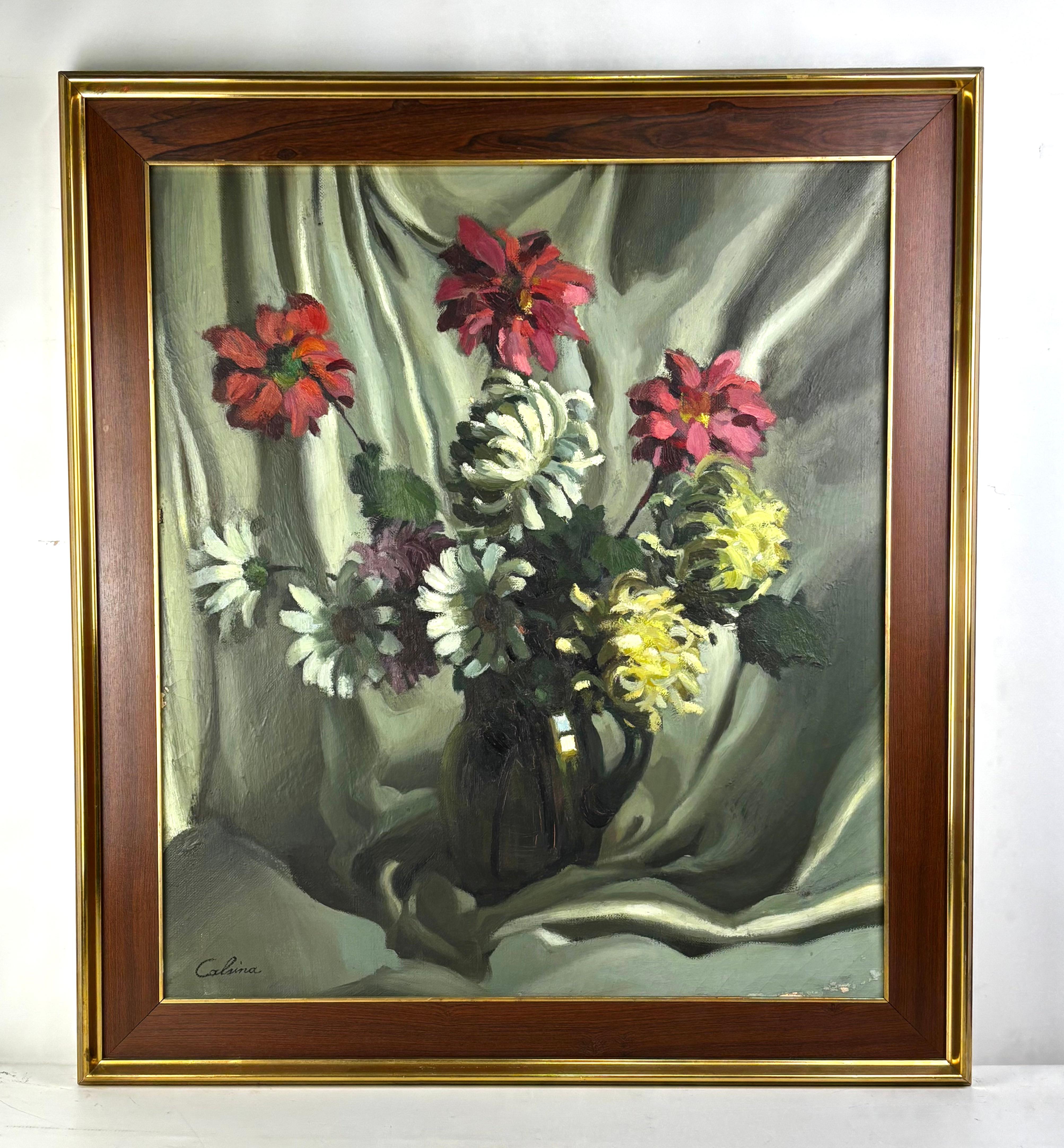 Ramón Calsina Baró – Flowers, Signed Oil on Canvas - Painting by ramón calsina