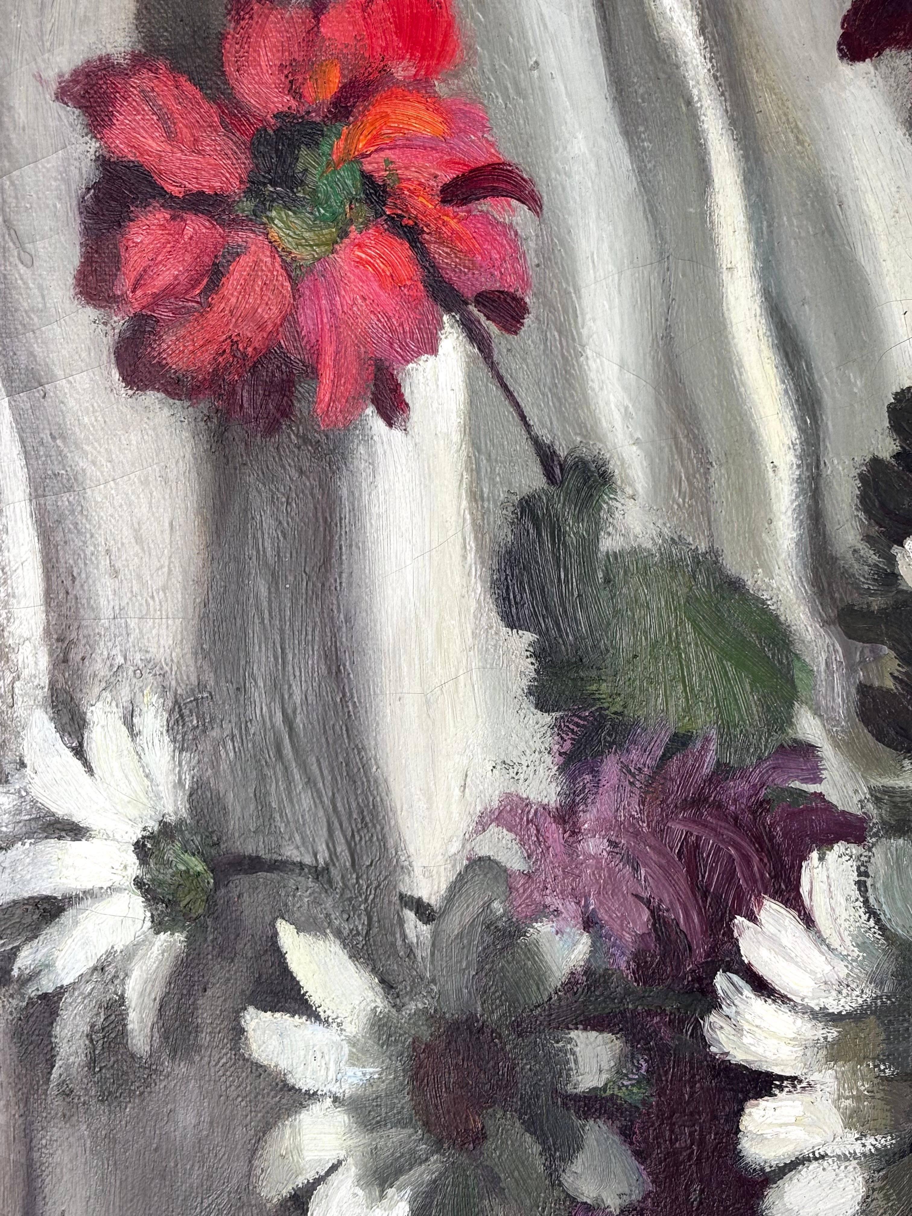Ramón Calsina Baró (Barcelona, 1901–1992).
“Flowers”.
Oil on canvas.
Signed lower left.
Dimensions: 78 x 68 cm; 93 x 84 cm (framed).

After beginning his studies at the Baixas Academy in Barcelona, Ramón Calsina entered La Lonja Art School in 1920,