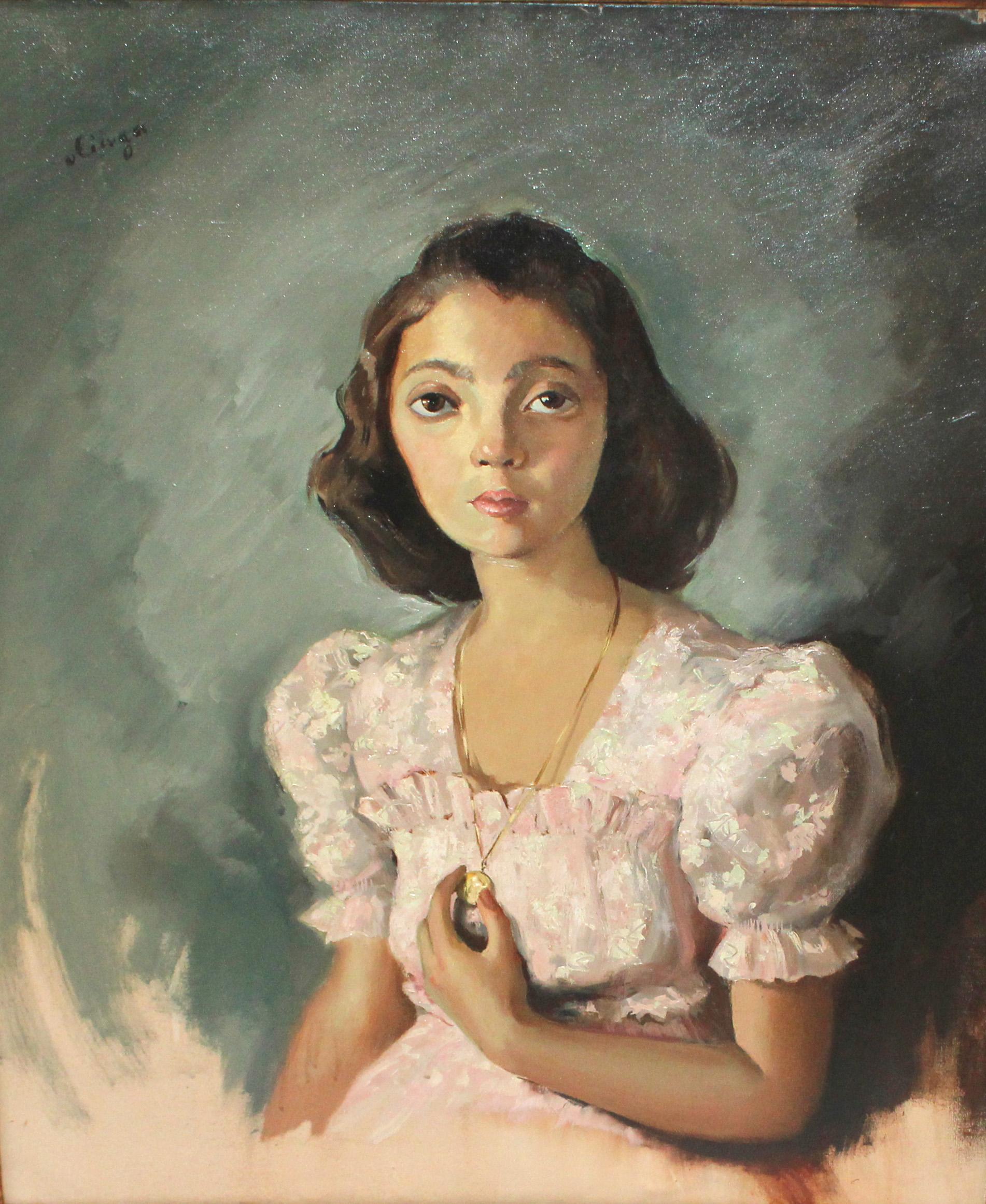 Óleo sobre tela - Ritratto femminile - Painting di Ramón Gutiérrez Oliaga