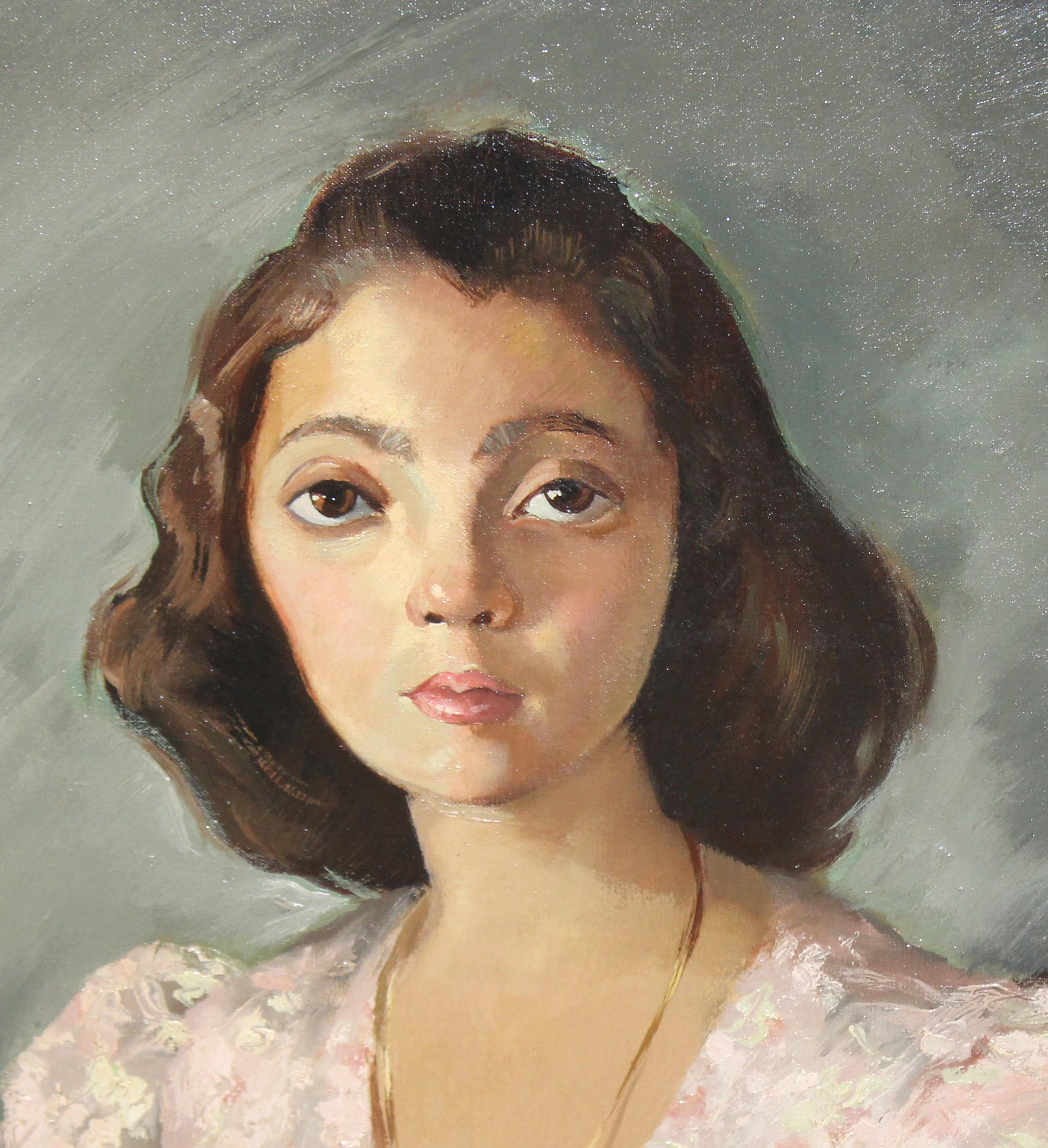 Óleo sobre tela - Ritratto femminile - Painting Realismo di Ramón Gutiérrez Oliaga