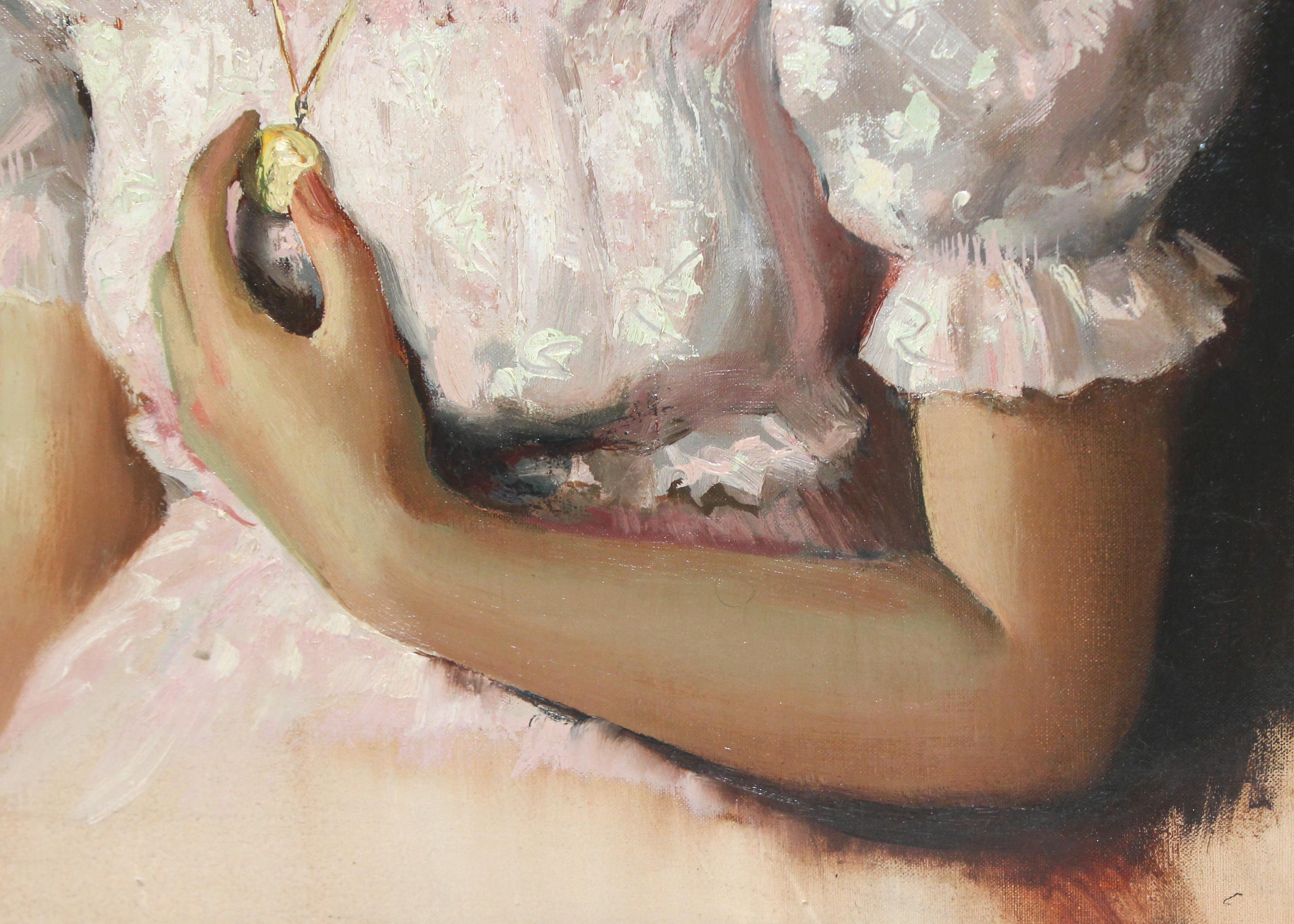 Óleo sobre tela - Ritratto femminile in vendita 2