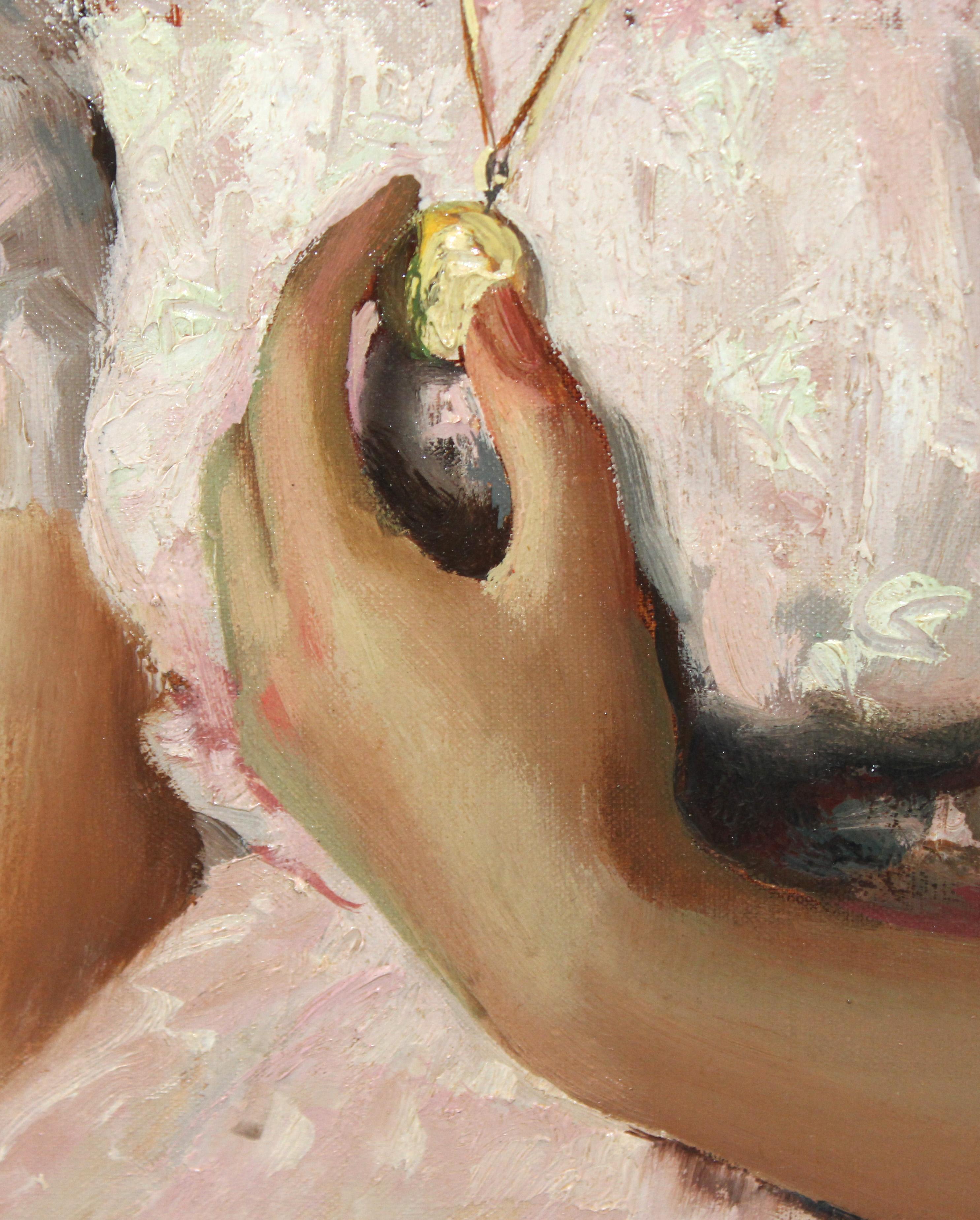 Óleo sobre tela - Ritratto femminile in vendita 3