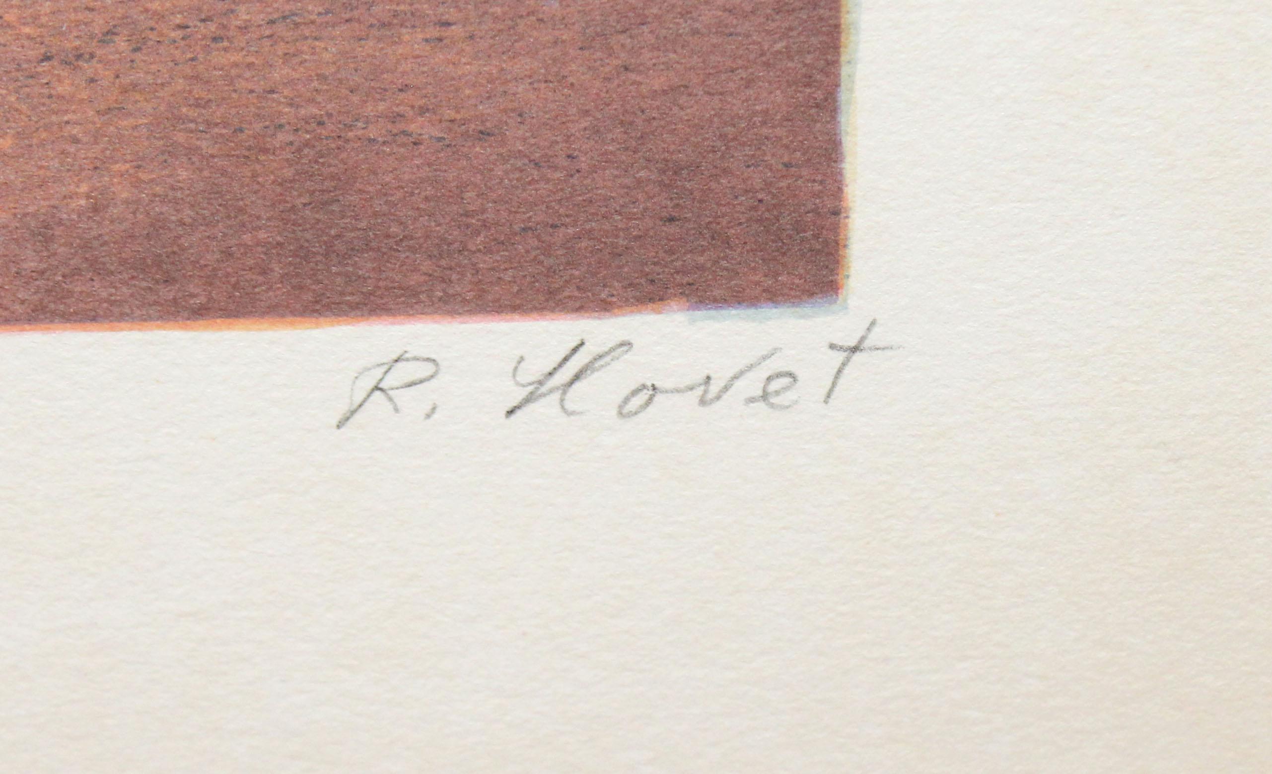 Litografia sobre papel - Casas junto al mediterráneo - Tiraje: 12/250 - Print Impresionista de Ramón Llovet Miserol