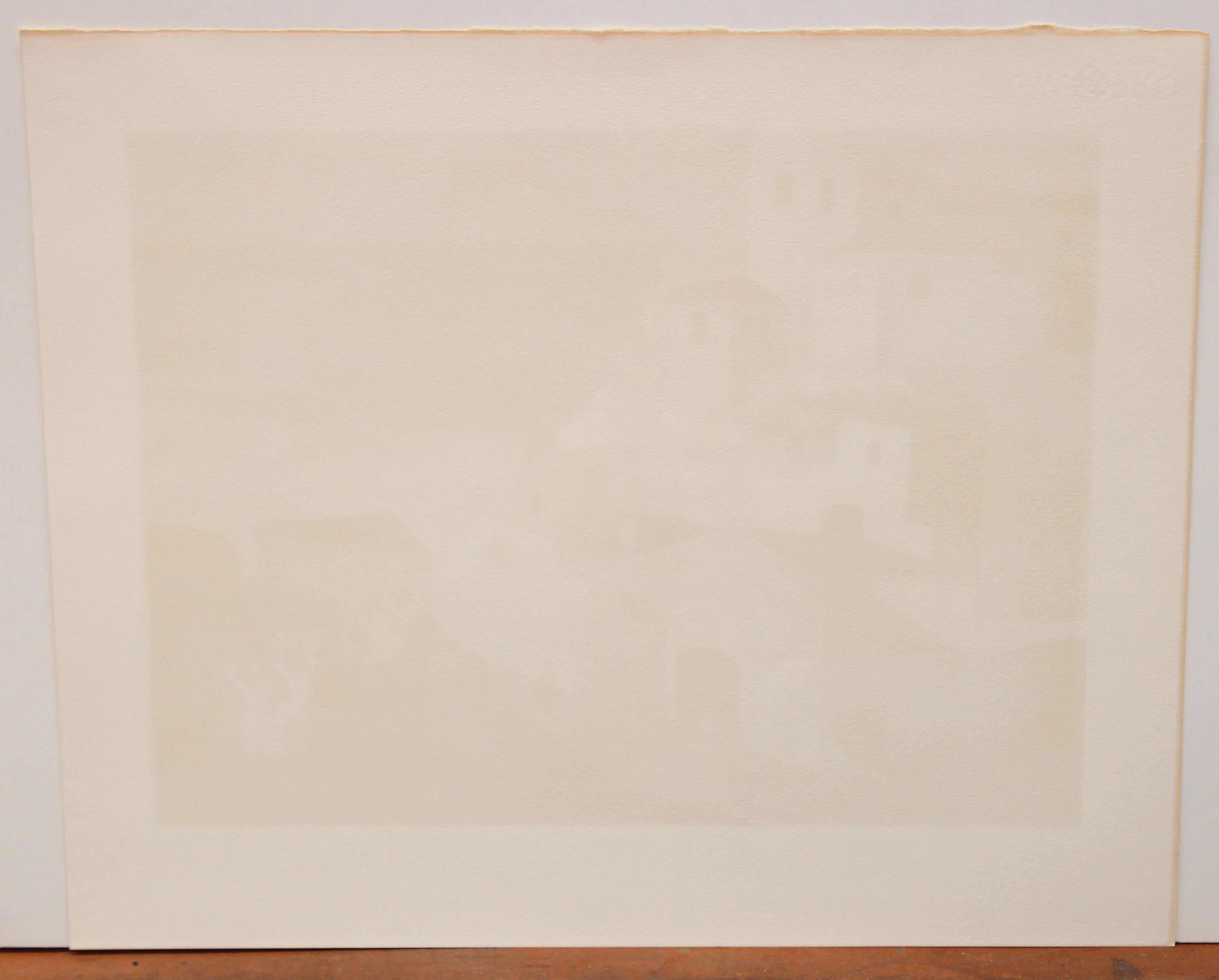 Litografia sobre papel - Casas junto al mediterráneo - Tiraje: 12/250 en venta 1