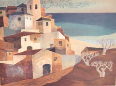Litografia sobre papel - Casas junto al mediterráneo - Tiraje: 12/250