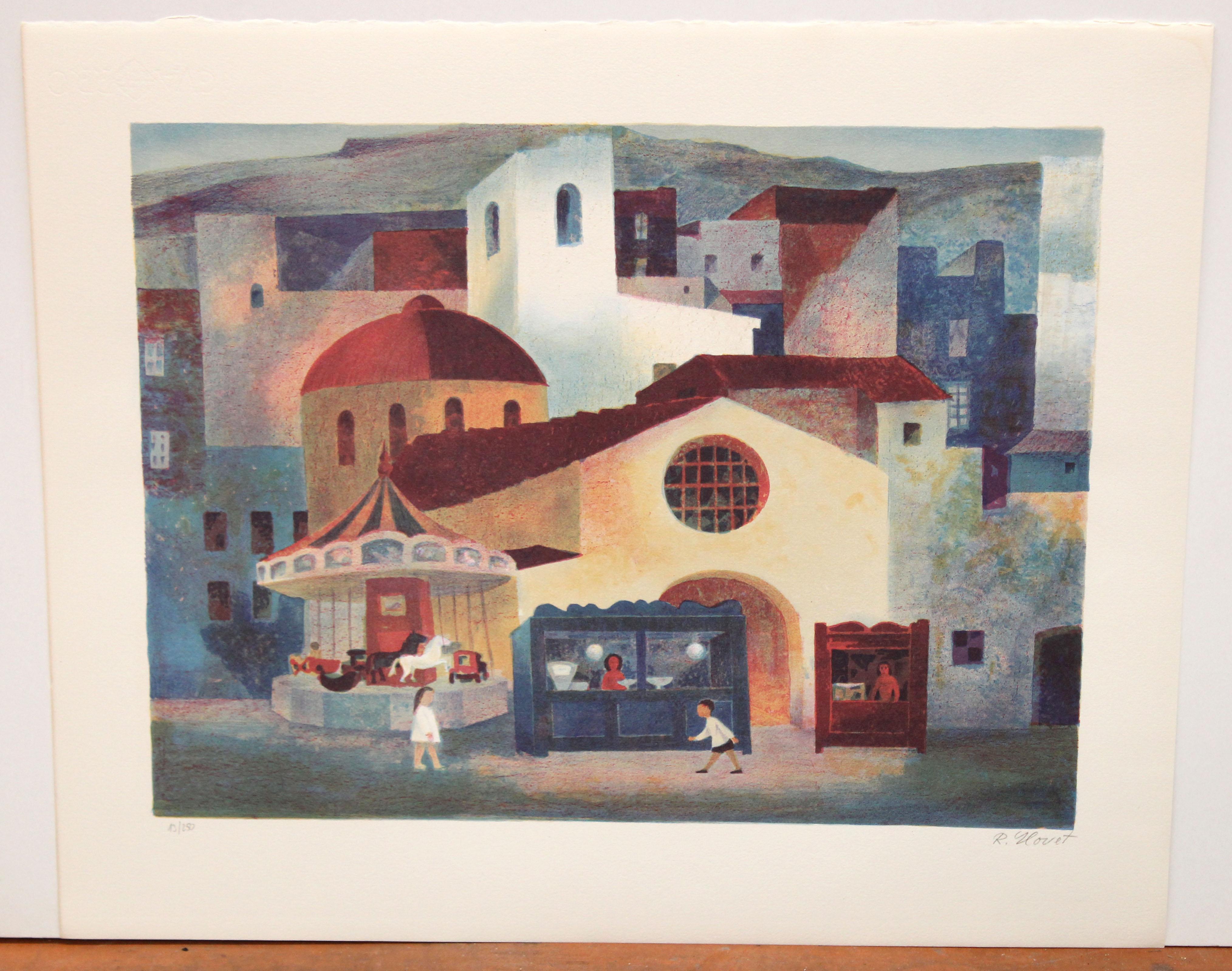 Litografia sobre papel - Día de feria - Tiraje: 13/250 - Print de Ramón Llovet Miserol