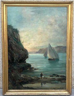 Realist Coastal Seascape with Sailing Boats by Ramón Martí Alsina