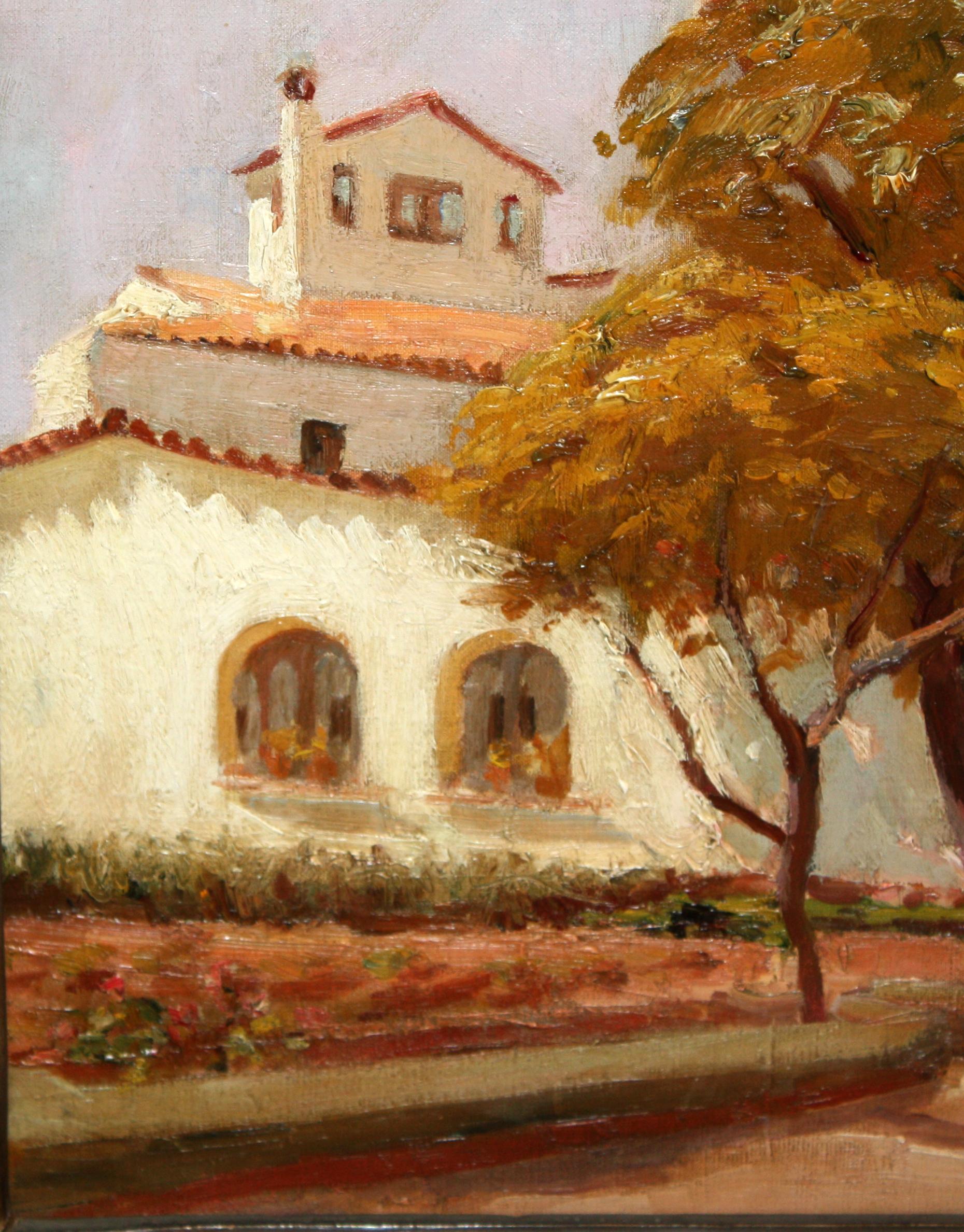 Recuerdos de un viaje antiguo - Óleo sobre tela - Beige Landscape Painting by Ramón Sanvisens i Marfull