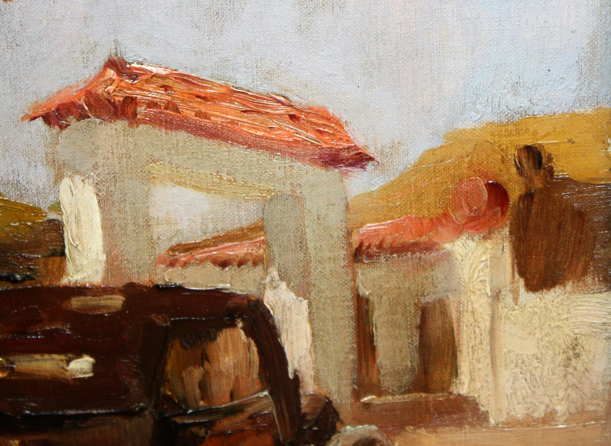 La obra va firmada en la parte inferior (Sanvicens)

La obra se presenta enmarcada con su marco original (leves signos de uso en el marco)

El estado de la obra es bueno

Medidas de la obra: 38 cm. De altura x 46 cm. De ancho

Medidas de la obra