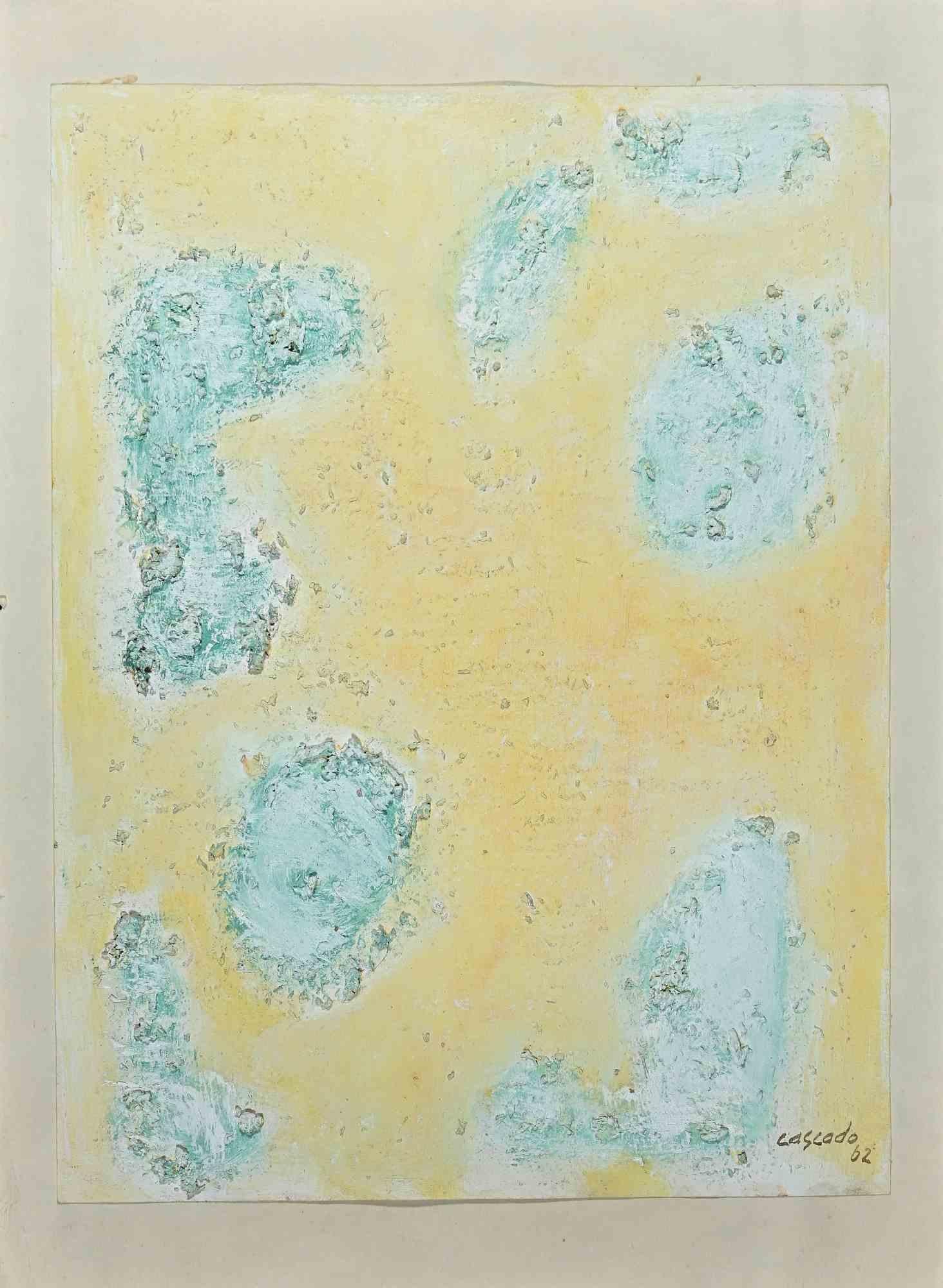 Abstract Painting Ramón Sánchez Cascado - Composition abstraite verte - Peinture originale de Ramn Snchez Cascado - 1962