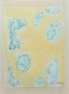Vintage Green Abstract Composition - Original Paint by Ramón Sánchez Cascado - 1962