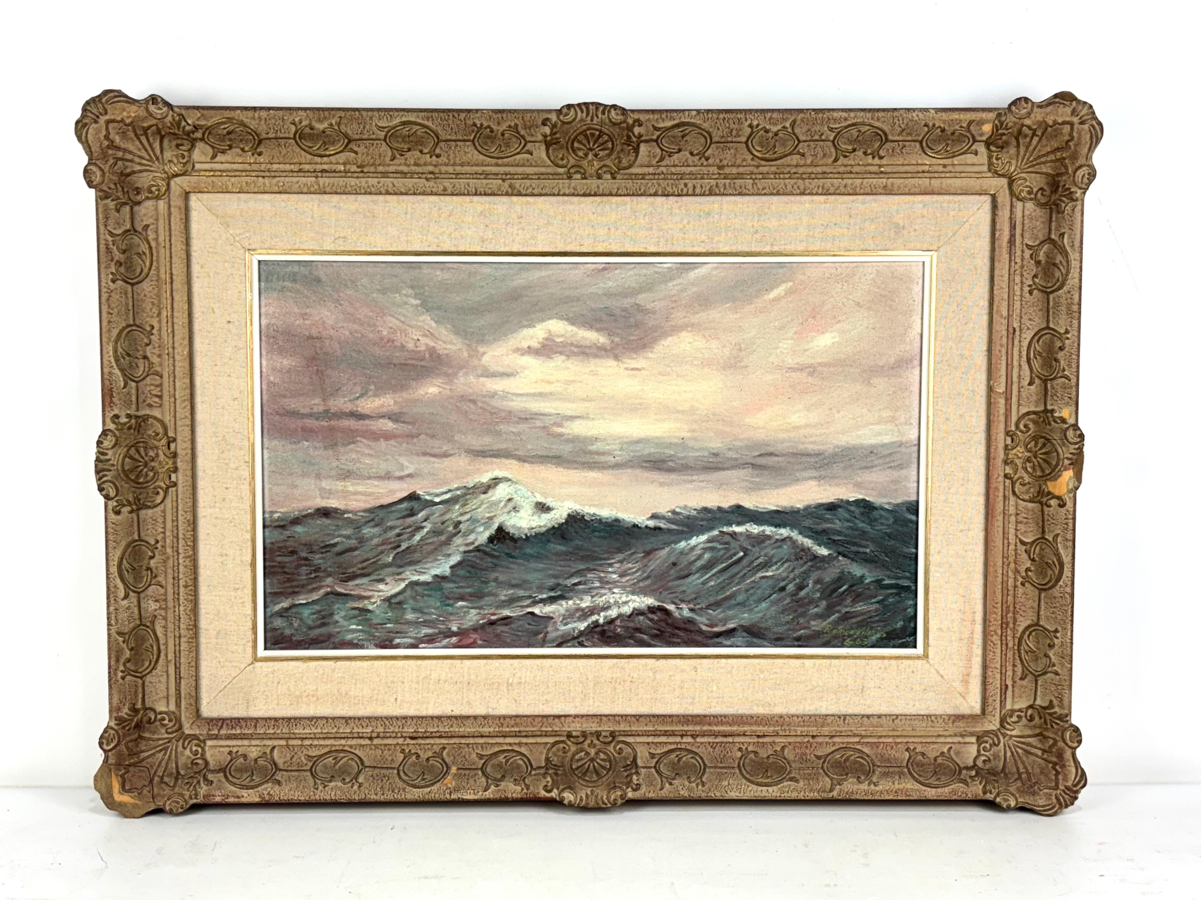 MAR REVUELTO - OLEO LIENZO - AÑO 1963 - Painting de RAMÓN VILCHES