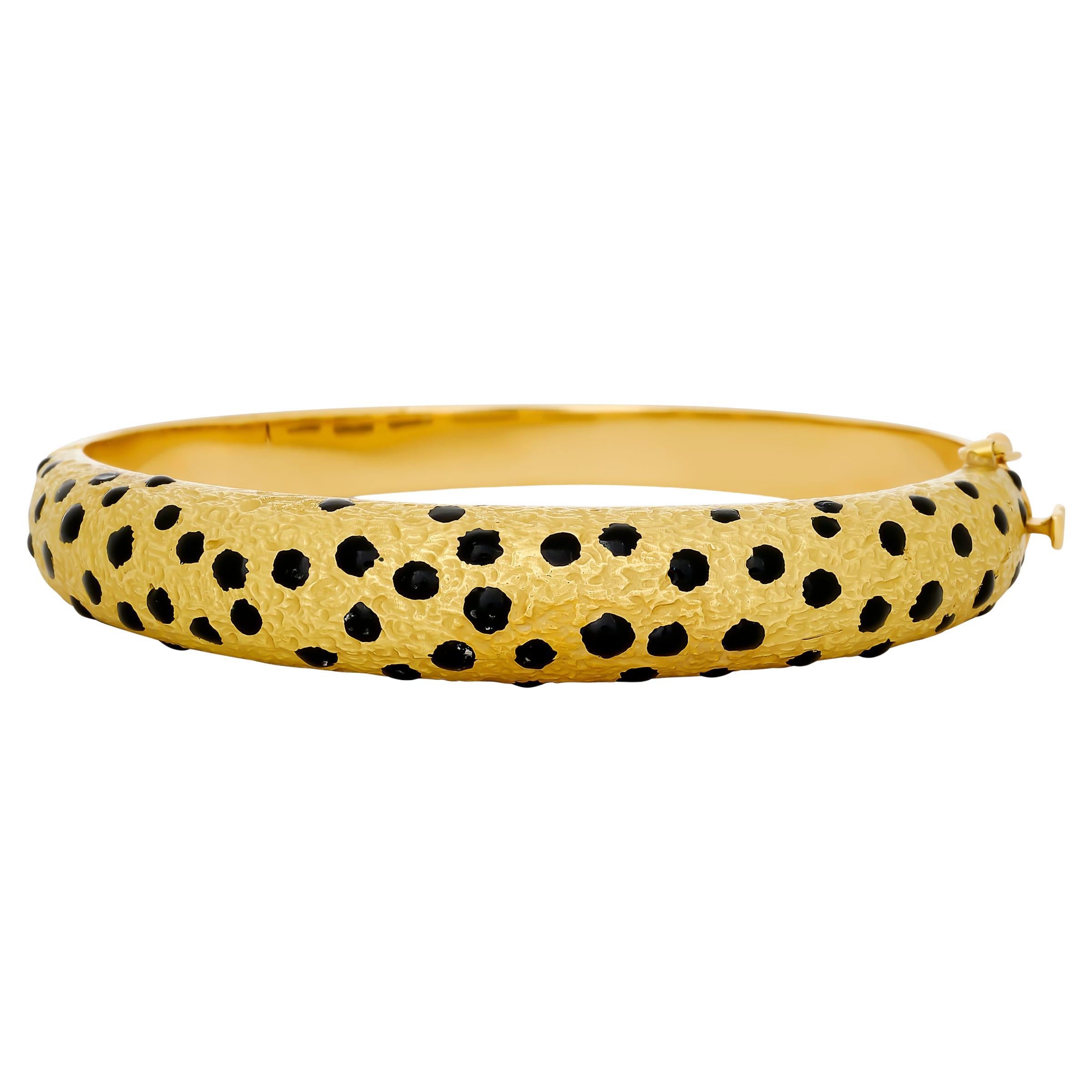 "The Ramones" Bracelet en or jaune 18 carats avec émail guépard