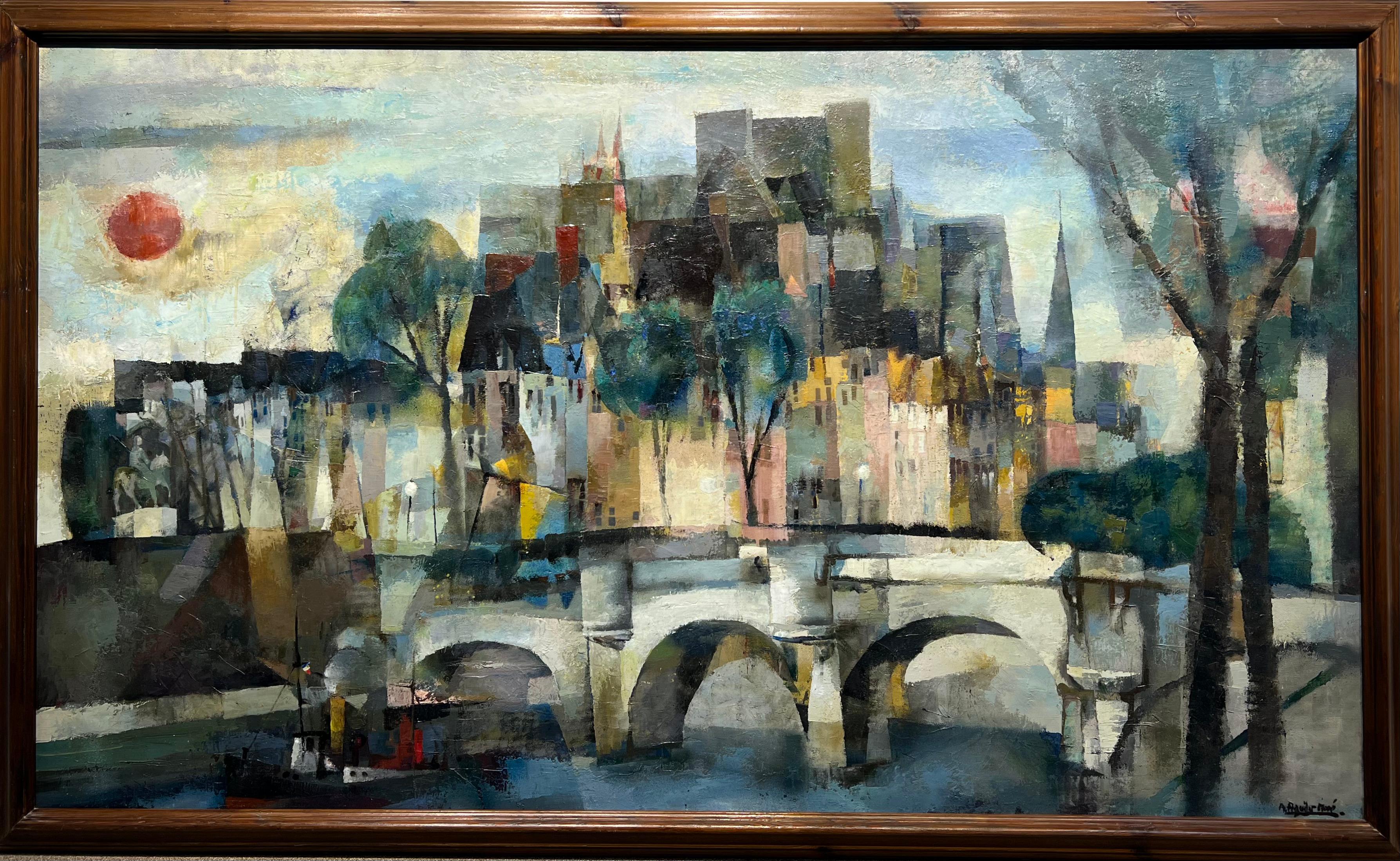 Paris, Frankreich, Öl auf Leinwand, Gemälde der Stadtlandschaft – Painting von Ramón Aguilar Moré