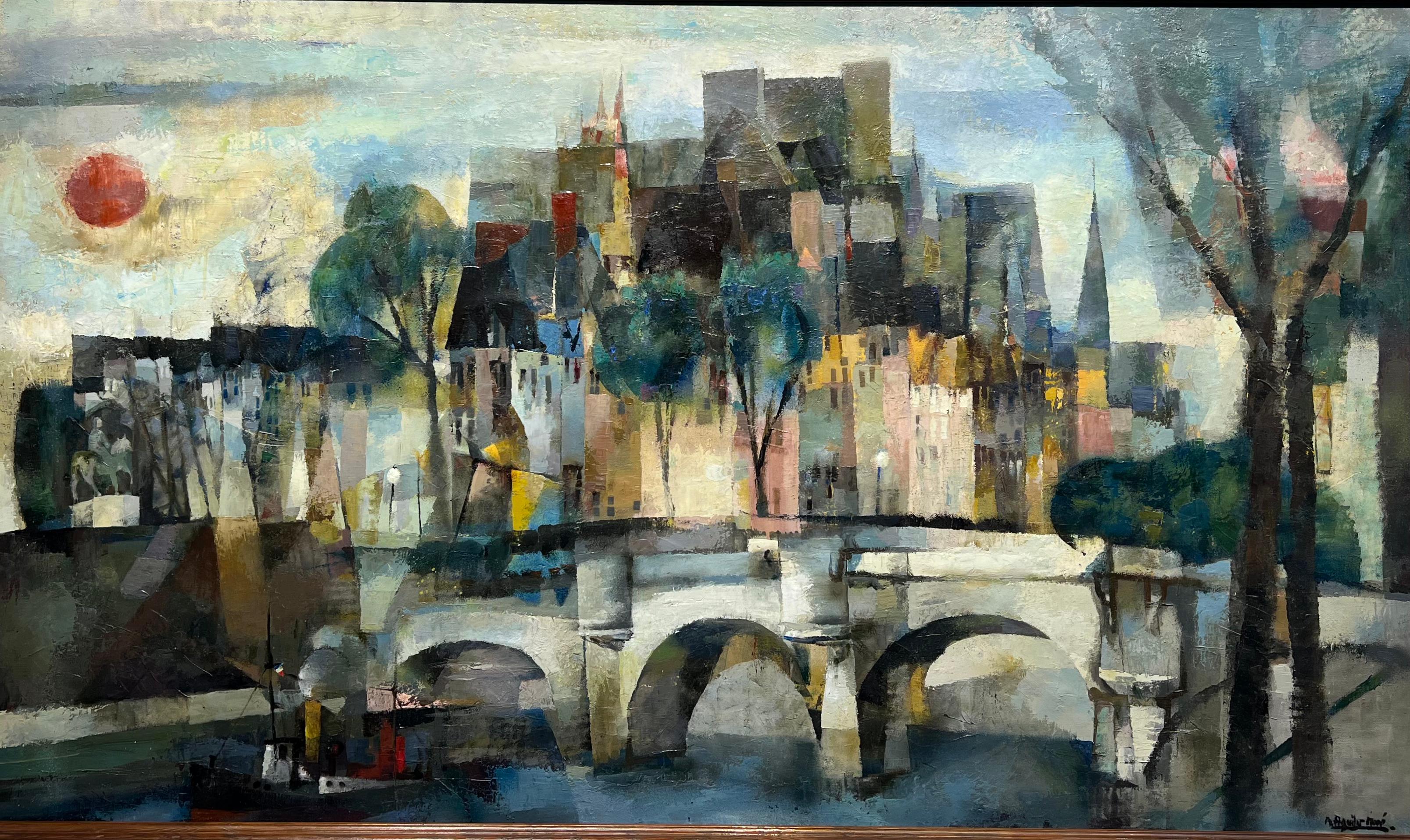 Ramón Aguilar Moré Landscape Painting - Paris France oil on canvas painting urbanscape