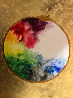 Circle of life. Oil paint, watercolor, ink, acrylic paint,  gold leaf on canvas