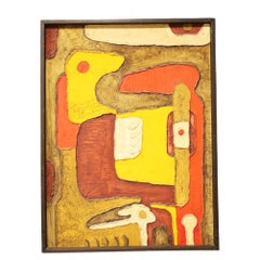 Used Ramon Carulla Cuban Art Abstract Oil Painting Latin American 1970's, "Happiness"