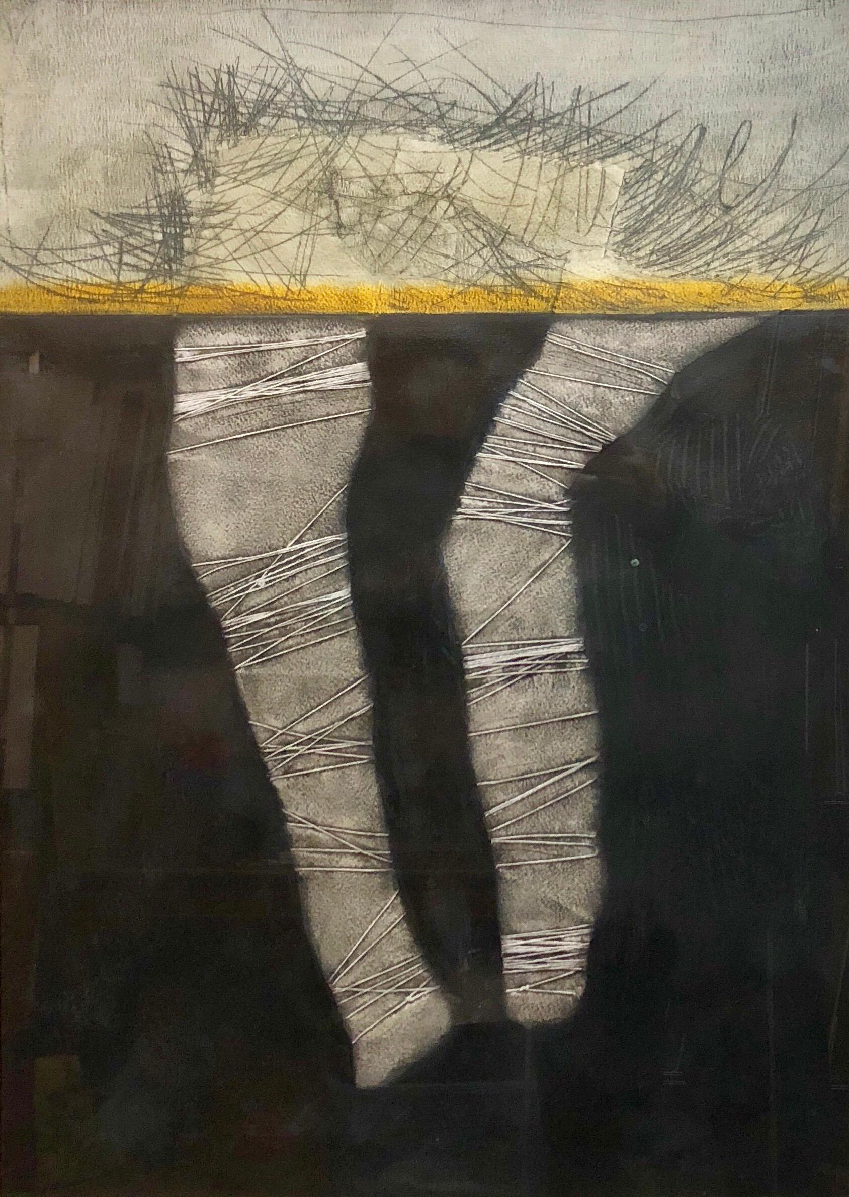 Ramon Carulla Abstract Painting – Abstraktes abstraktes Ölgemälde Lateinamerikanische Kunst 1970er Abstrakte String-Serie Abstrakte String-Serie