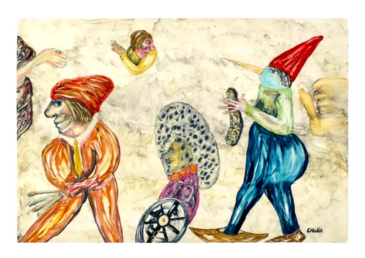Ramon Antonio Carulla (cubain, né en 1936). 
Peintures à l'huile sur papier. Intitulé 