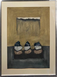 Vintage 'Life Boundaries 3, ' Oil on Paper by Ramon Carulla
