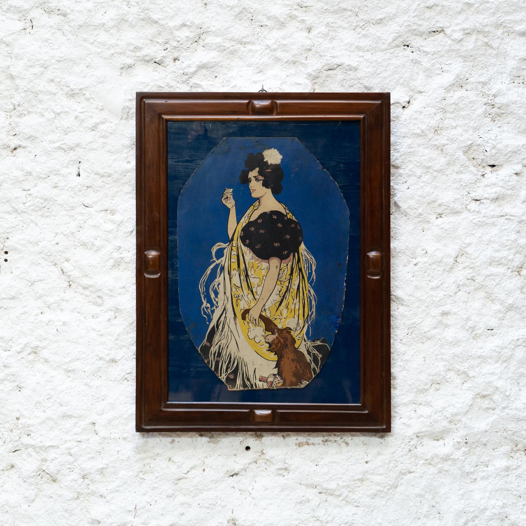 Ramon Casas 'Anis del Mono' Print Fragment Framed, circa 1930

In original condition, with minor wear consistent of age and use, preserving a beautiful patina