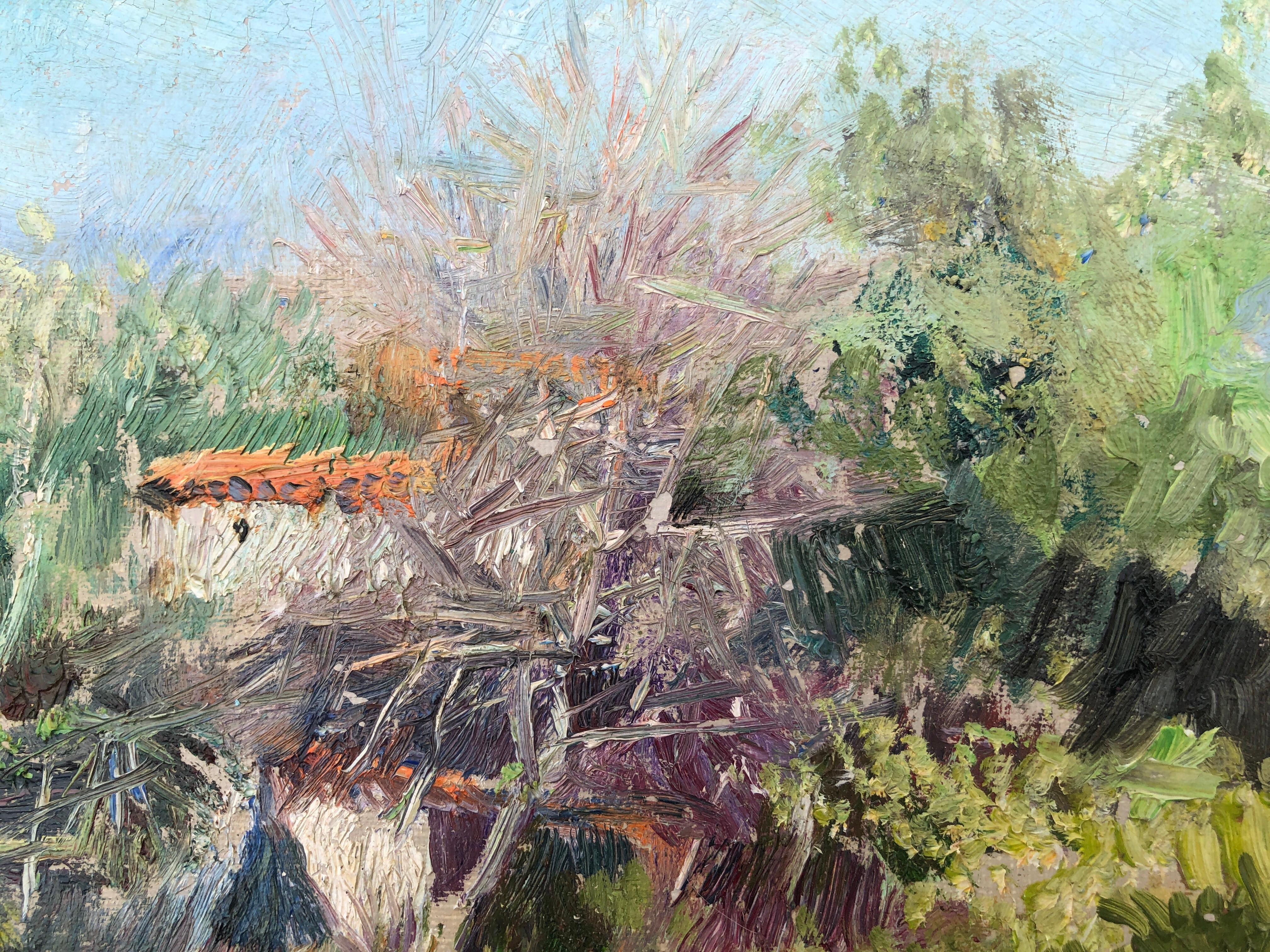 Landschaft mit Hut, Öl auf Leinwand, Gemälde im mediterranen Raum, spanisch (Grau), Landscape Painting, von Ramón de Capmany i de Montaner