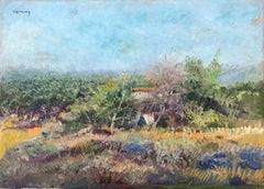 Landscape with Hut oil on canvas painting mediterranen spain spanish