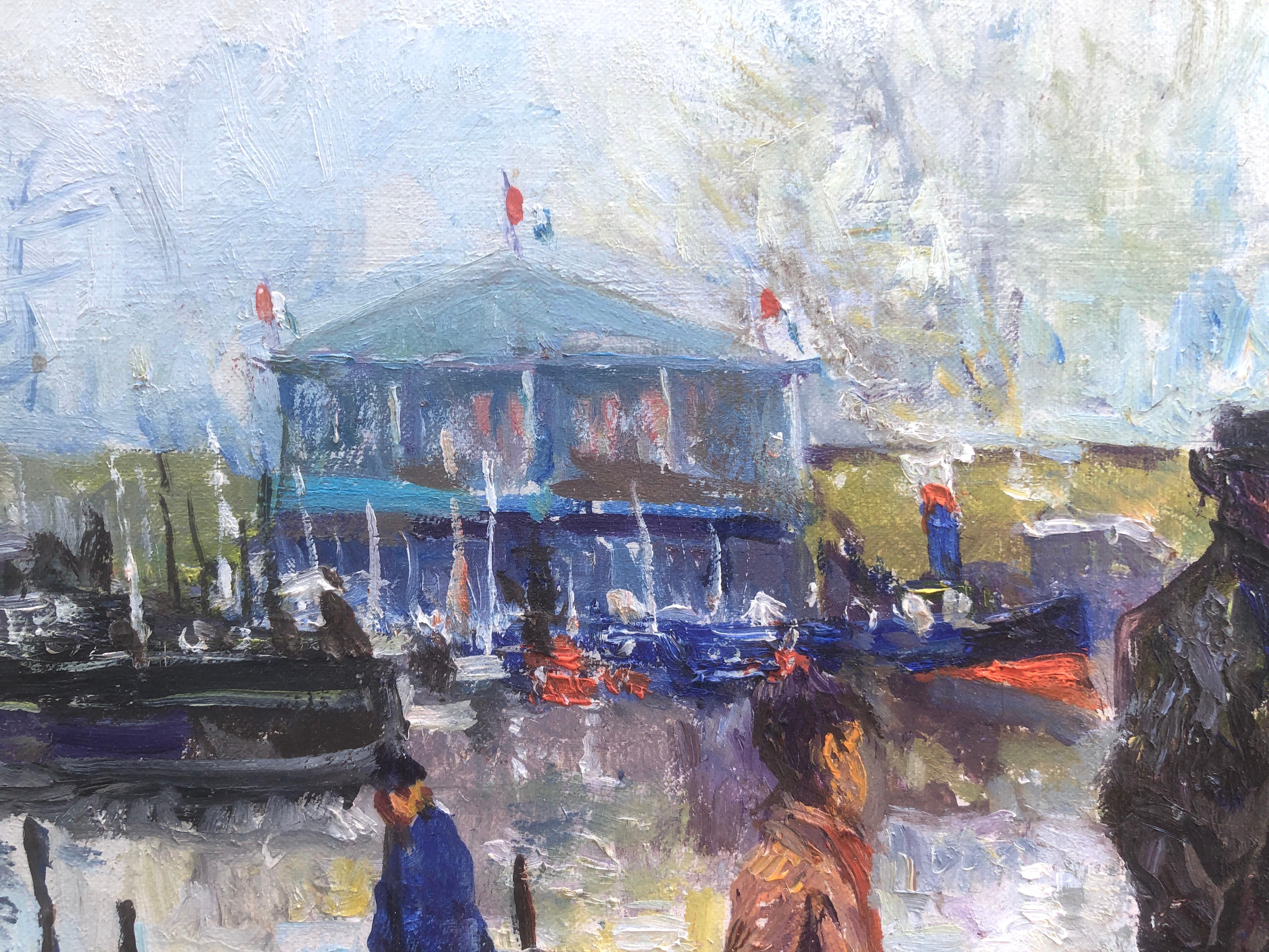 Paris France oil on canvas painting - Modern Painting by Ramón de Capmany i de Montaner