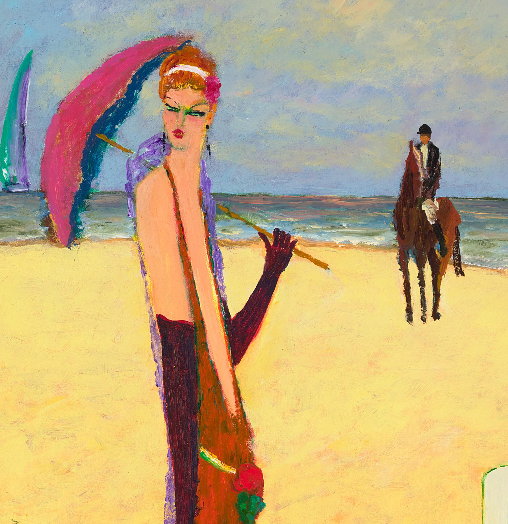 Deauville - La Mechetilde II (Orange), Figurative Painting, von Ramon Dilley