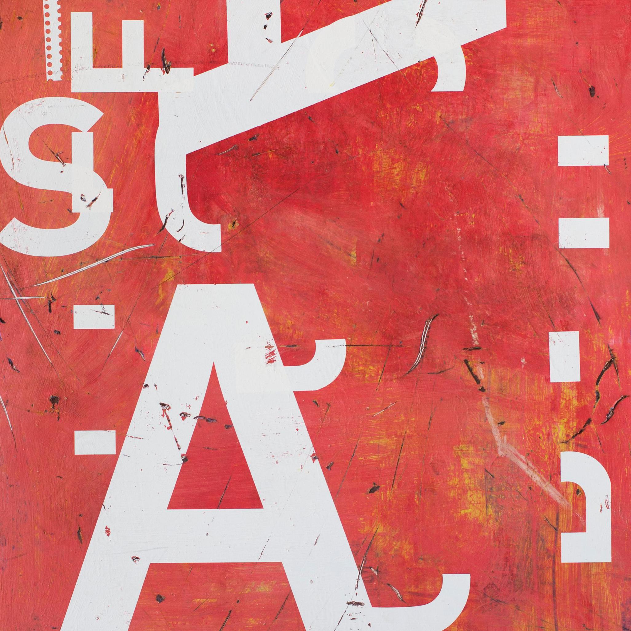 Grand AA (série de typographies) de Ramon Enrich - grande peinture abstraite, rouge en vente 1