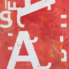 Grand AA (Typography series) by Ramon Enrich - large abstract painting, red