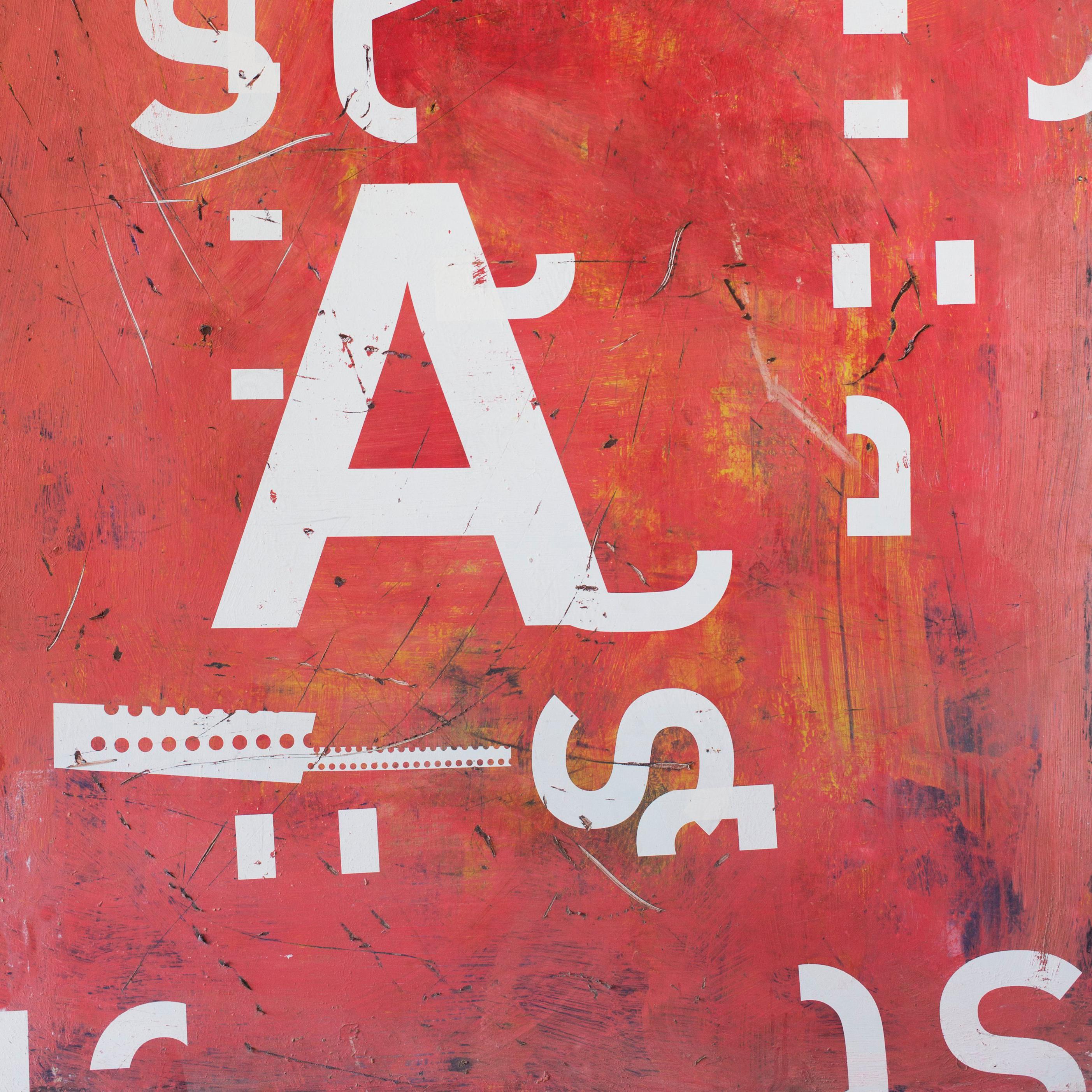 Grand AA (série de typographies) de Ramon Enrich - grande peinture abstraite, rouge en vente 2