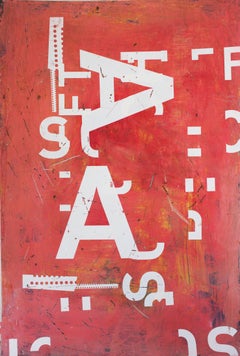 Grand AA (Typography series) by Ramon Enrich - large abstract painting, red