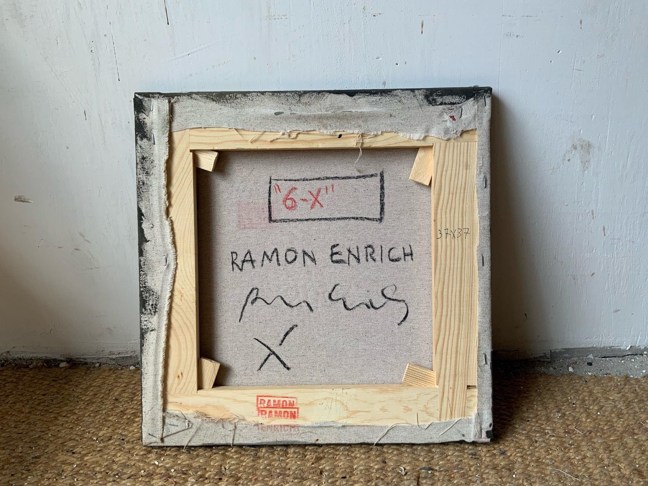 6-X par Ramon Enrich - Peinture géométrique de paysage urbain, couleurs brunes en vente 1