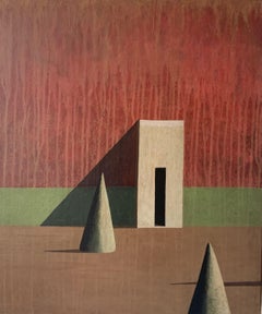ACC by Ramon Enrich - Geometric landscape painting, red tones, architecture