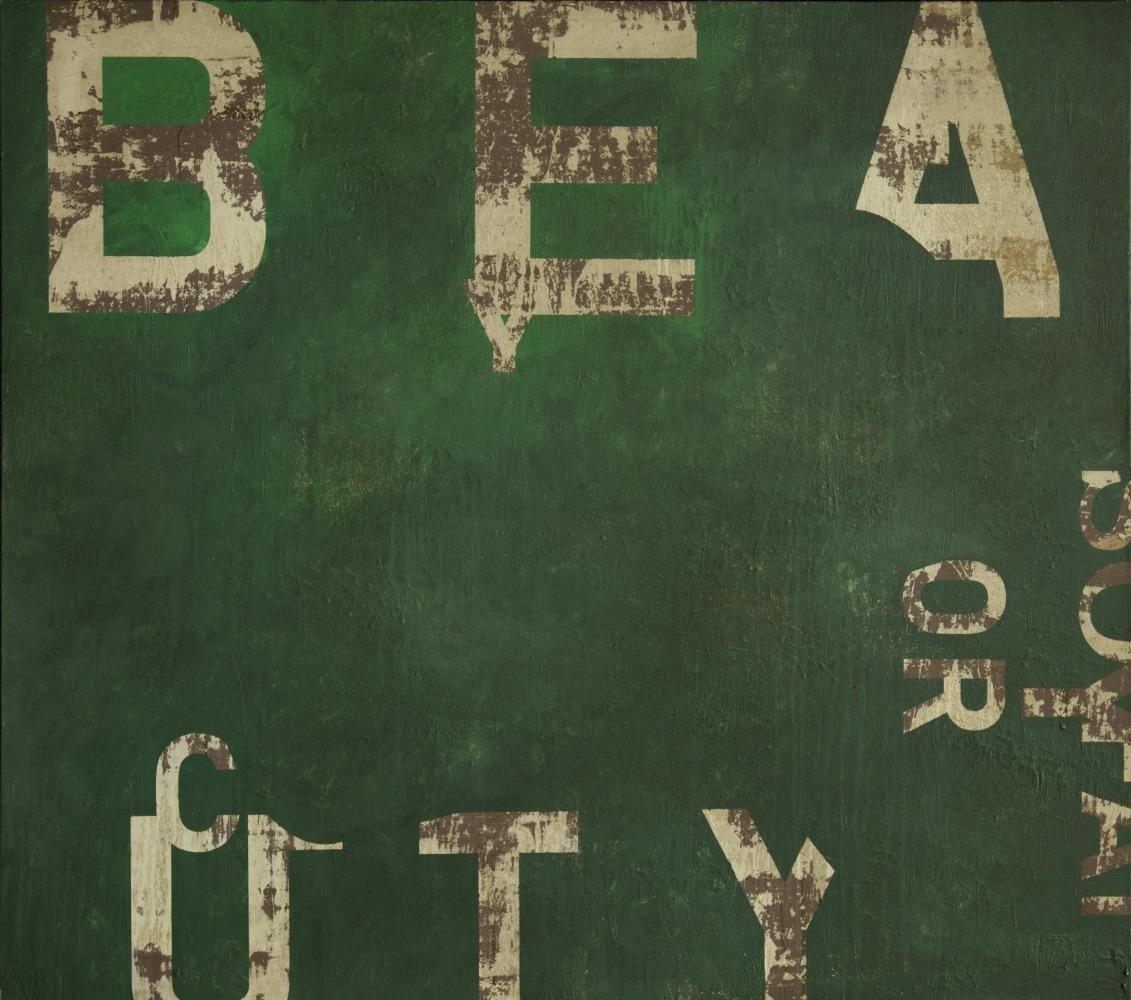 AFGL by Ramon Enrich - Abstract painting, typography, letters, green