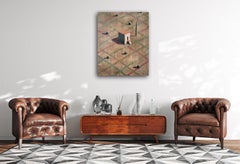 A-CHAN - Quadro di paesaggio geometrico contemporaneo, toni della terra