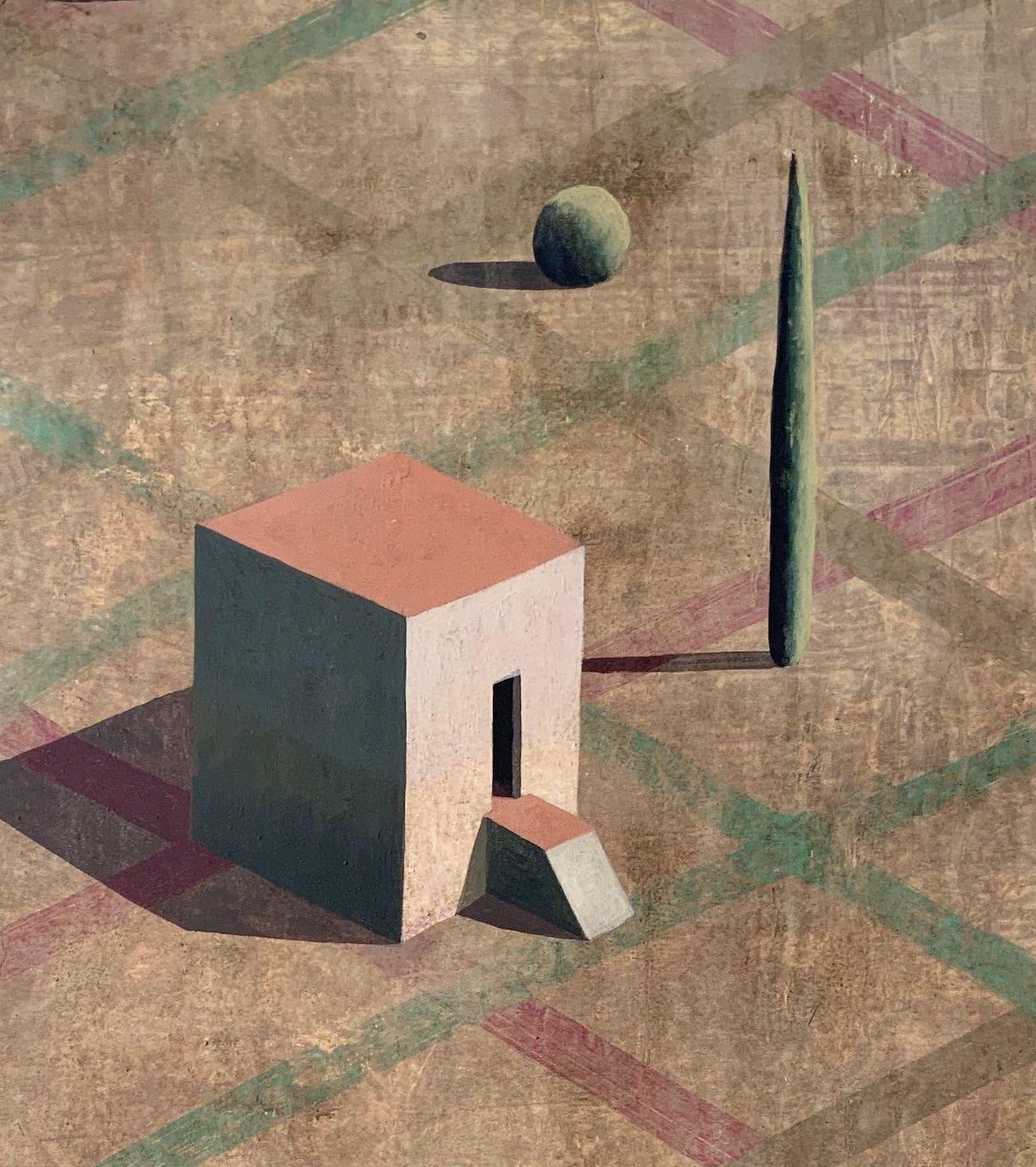 AMS ICH CHAN - Peinture géométrique contemporaine de paysage, tons de terre - Contemporain Painting par Ramon Enrich