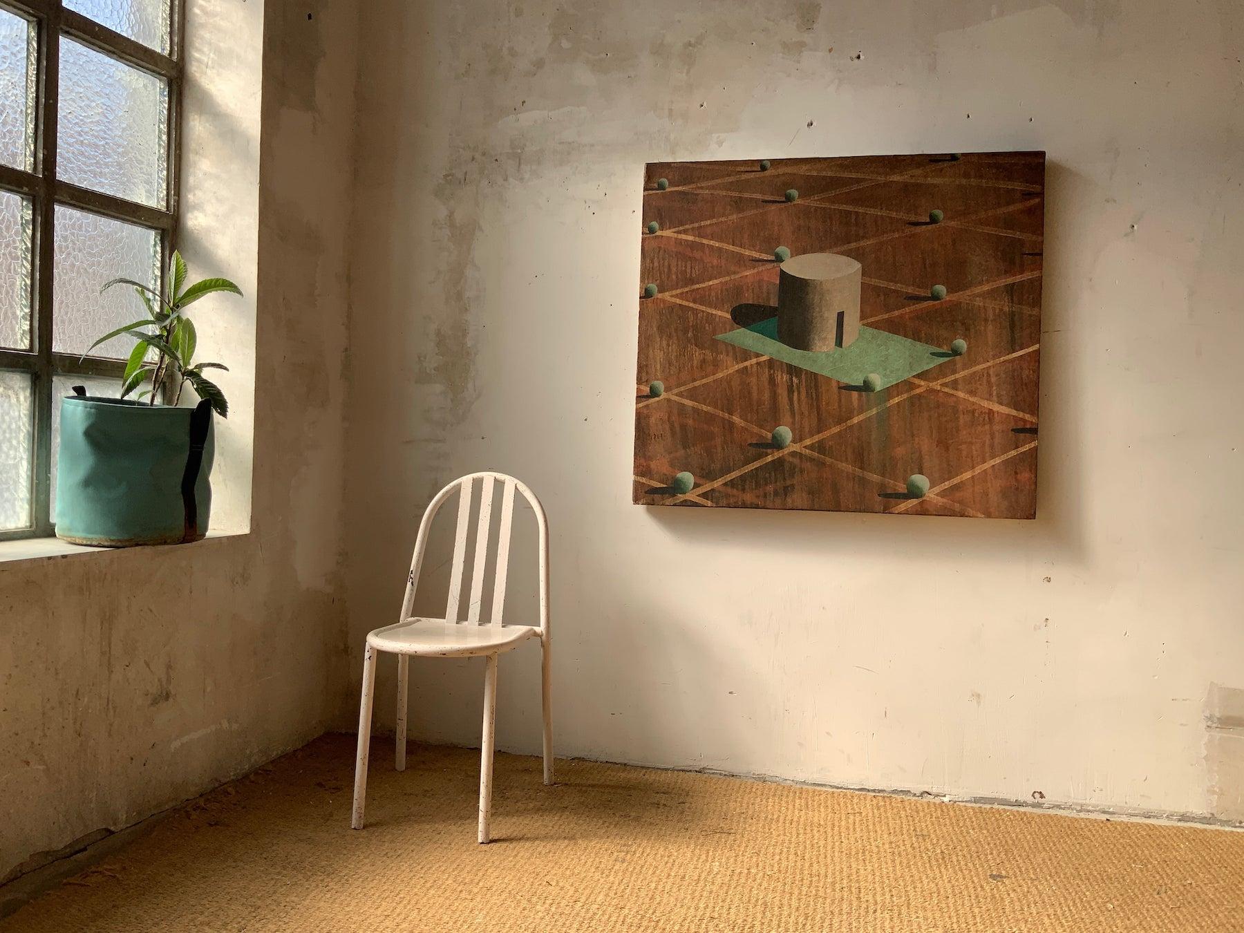 AMBSE by Ramon Enrich - Zeitgenössische geometrische Landschaftsmalerei, Erdtöne im Angebot 1