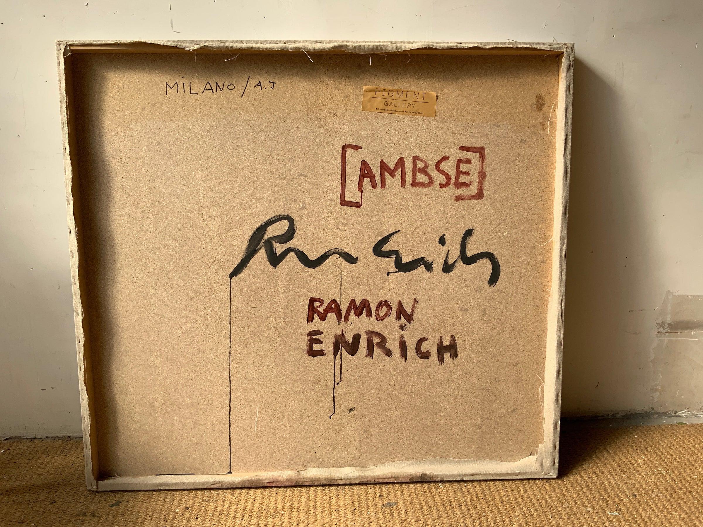 AMBSE par Ramon Enrich - Peinture géométrique contemporaine de paysage, tons de terre en vente 2