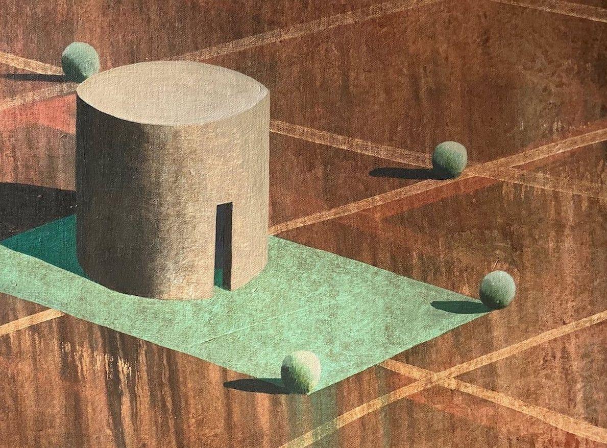 AMBSE by Ramon Enrich - Zeitgenössische geometrische Landschaftsmalerei, Erdtöne im Angebot 2