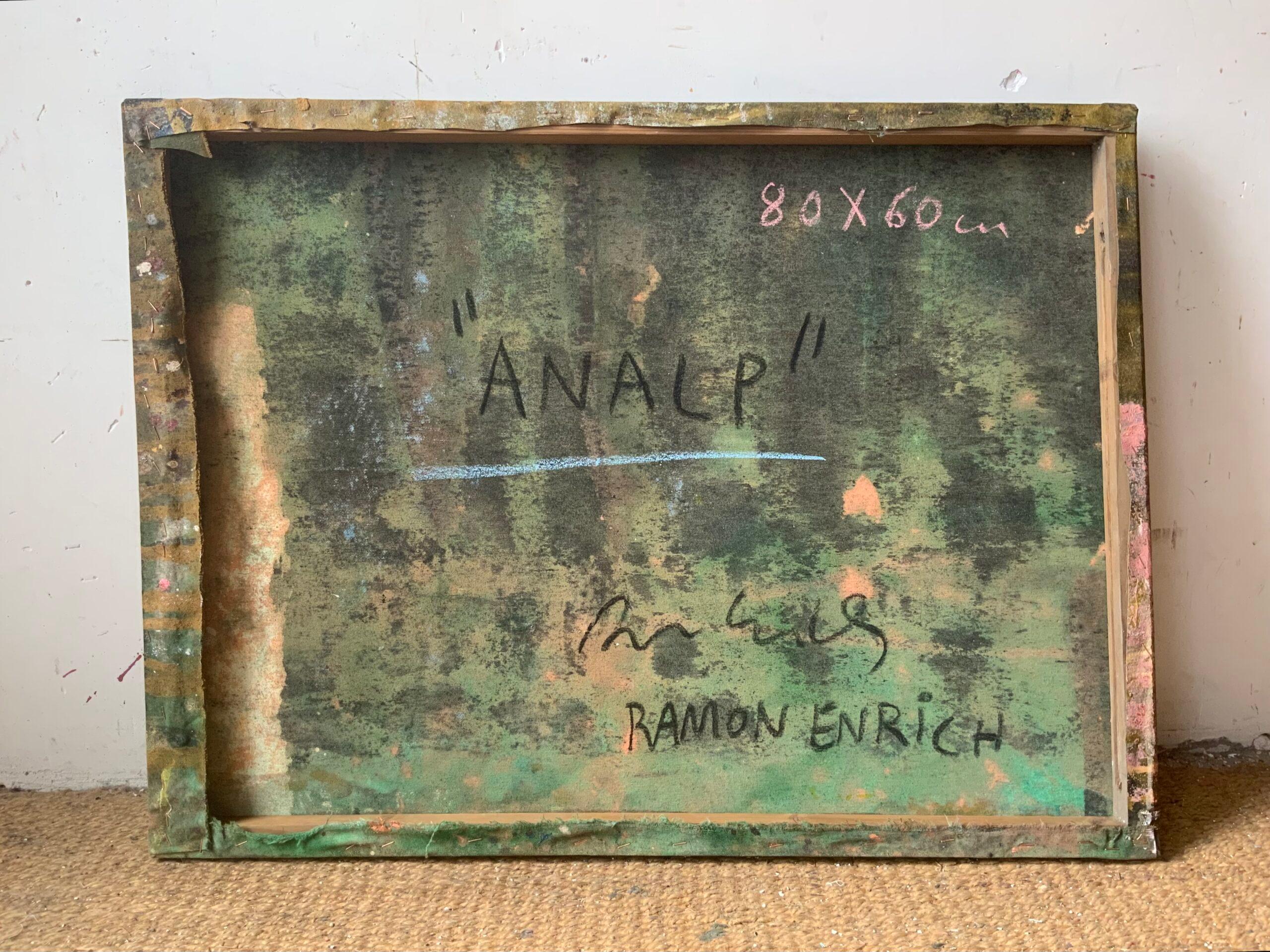 ANALP de Ramon Enrich - Peinture de paysage urbain géométrique, tons terreux, village en vente 4