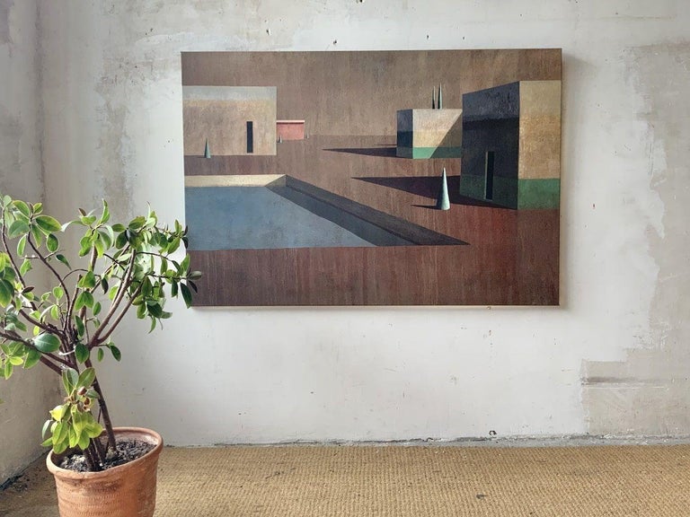 Arca 3 by Ramon Enrich - Contemporary Geometric Landscape Painting, earth tones For Sale 1