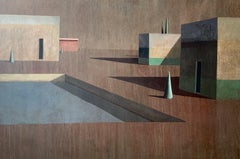 Arca 3 by Ramon Enrich - Contemporary Geometric Landscape Painting, earth tones